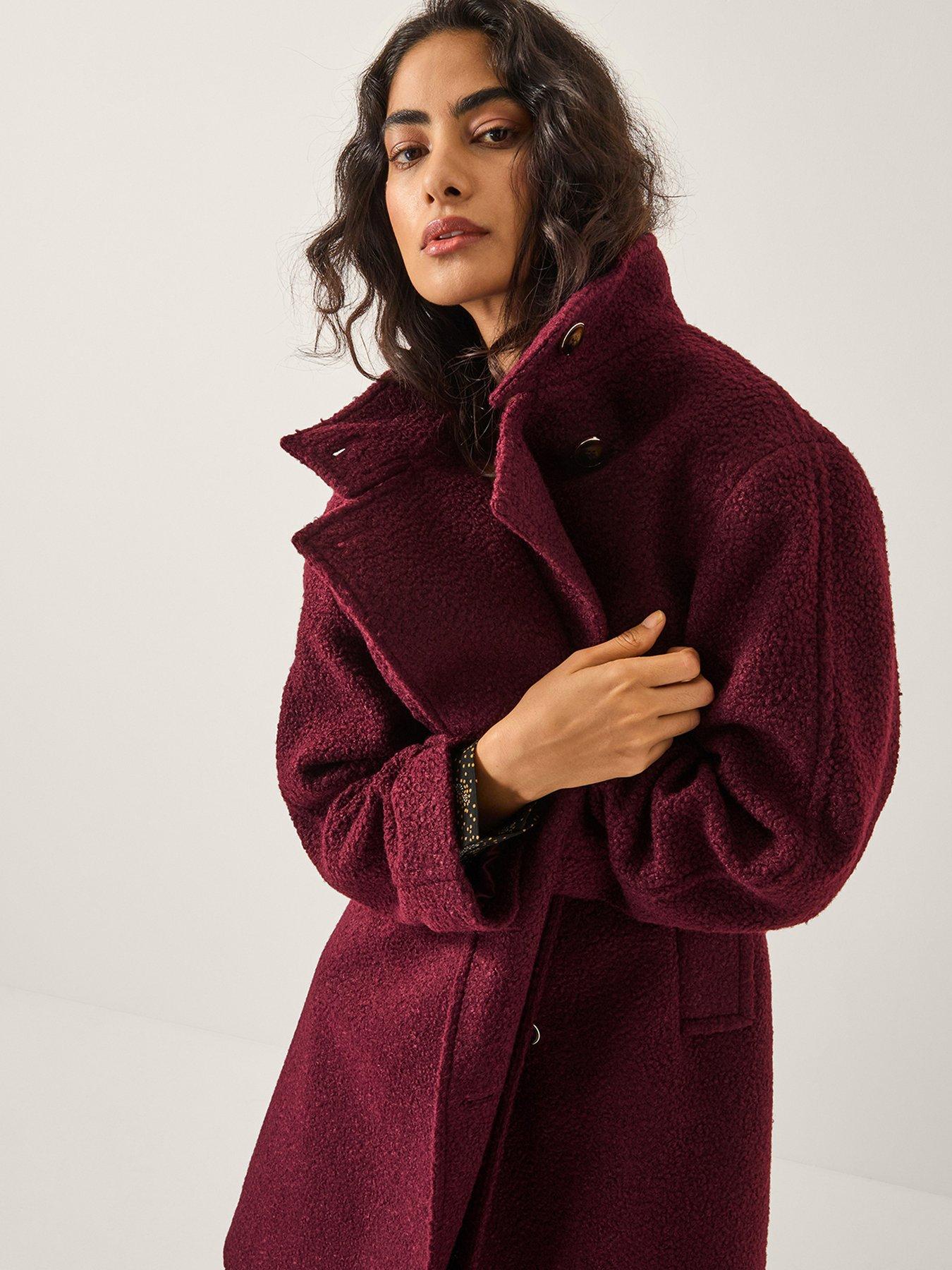  image of monsoon-freya-boucle-coat-burgundy