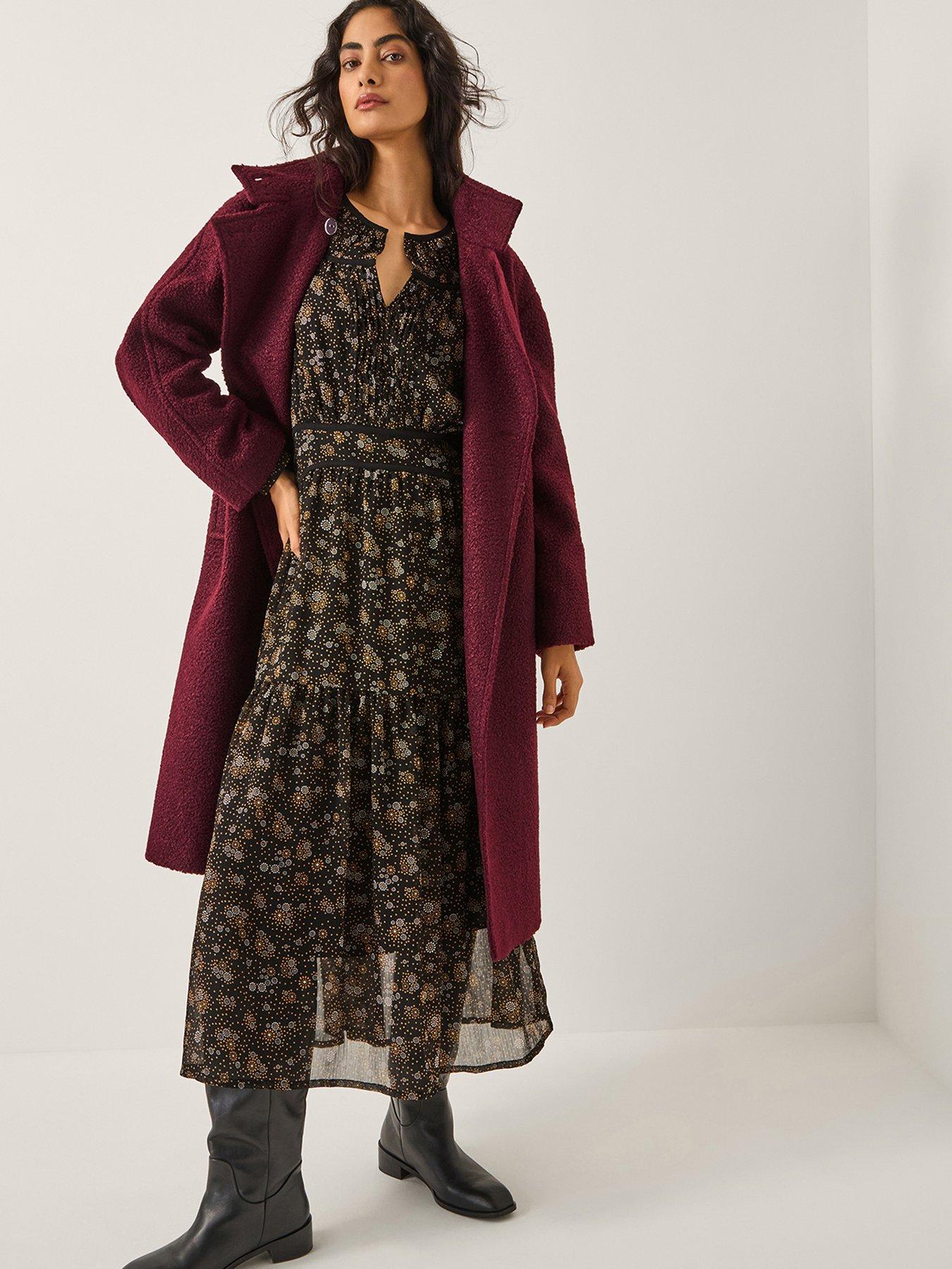  image of monsoon-freya-boucle-coat-burgundy