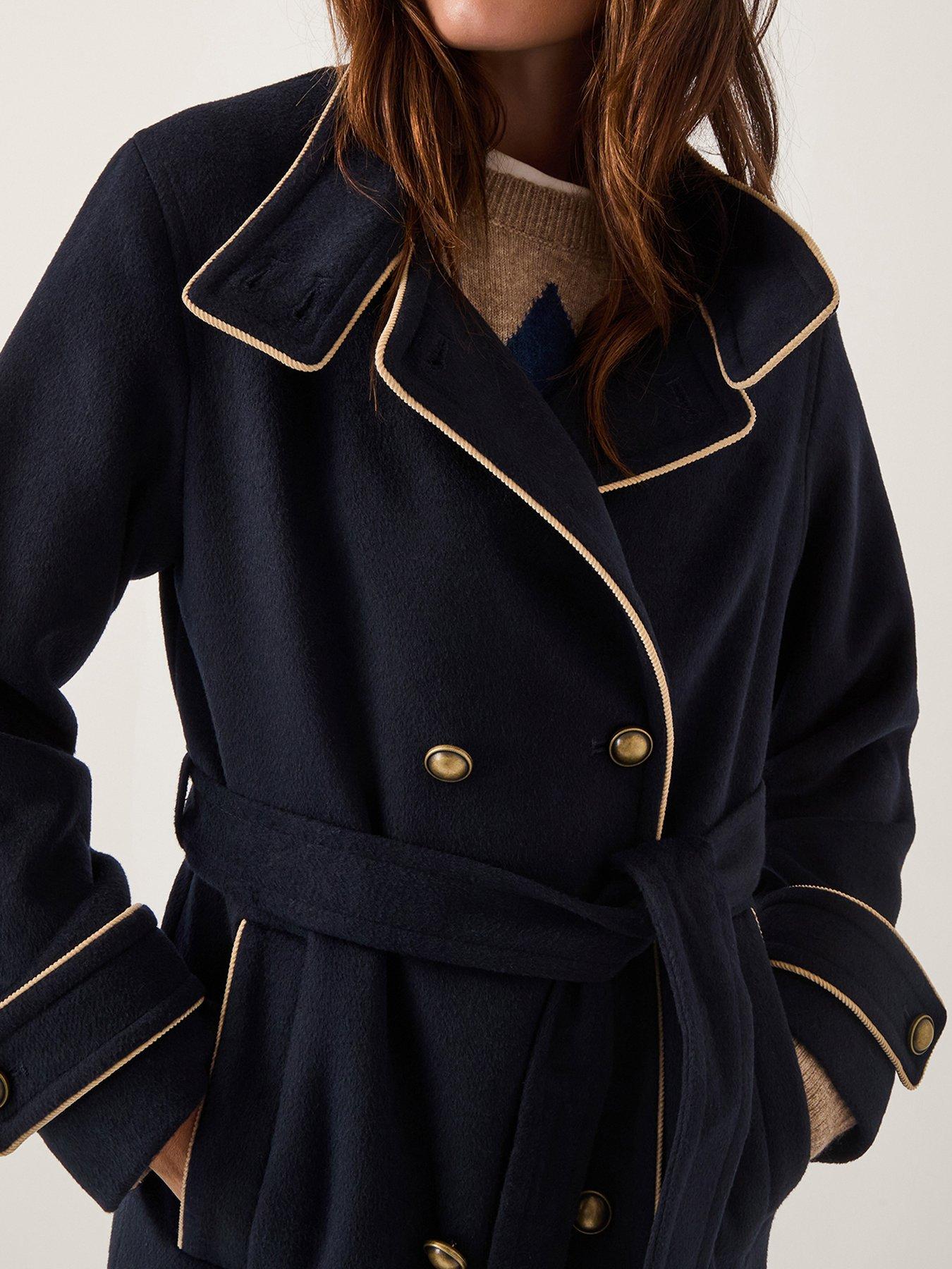 Image 4 of 4 of Monsoon Harriet Funnel Coat - Navy