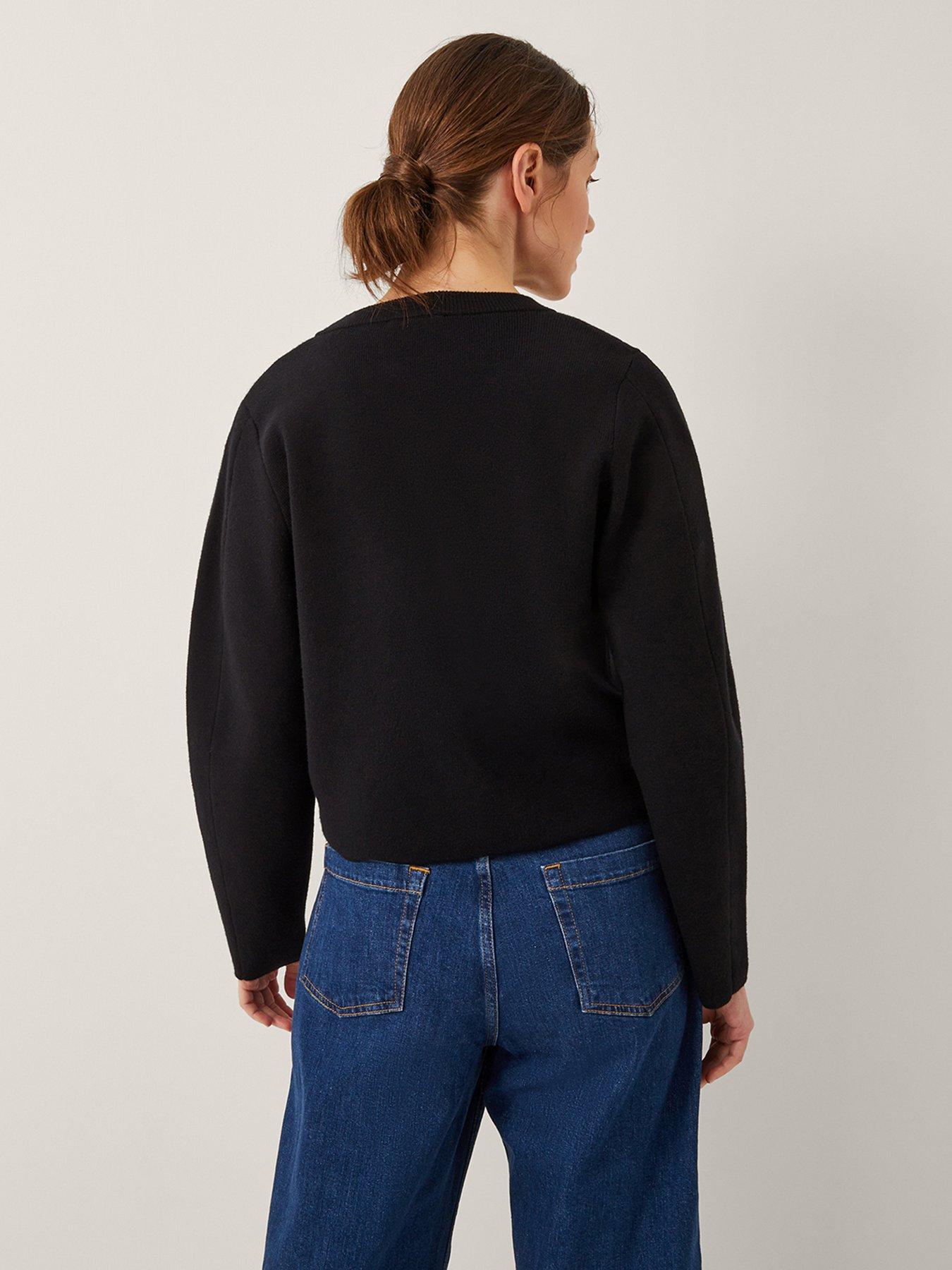  image of monsoon-bria-crew-neck-cardigan-black