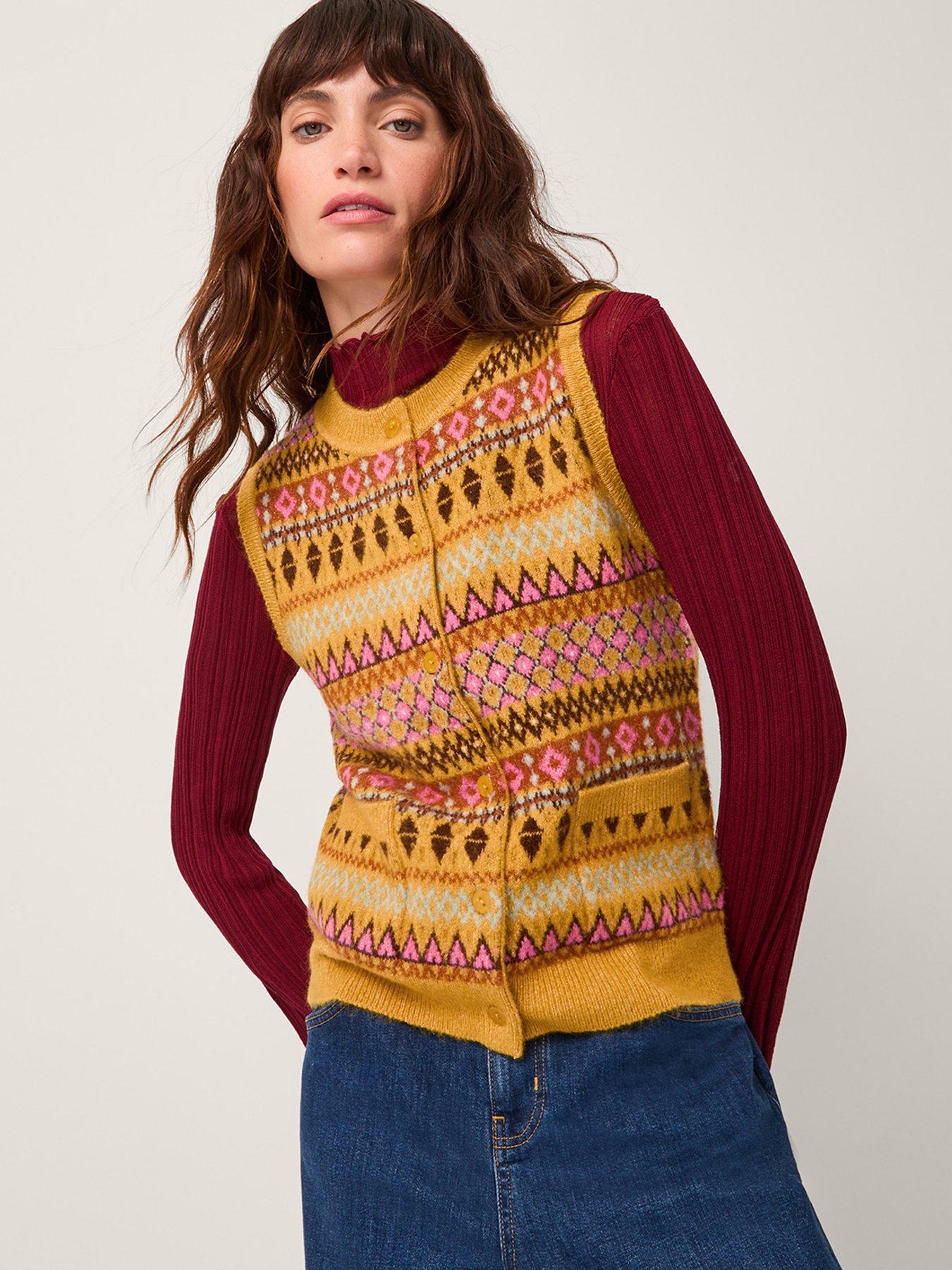 Image 1 of 4 of Monsoon Fleur Fairisle Tank - Ochre