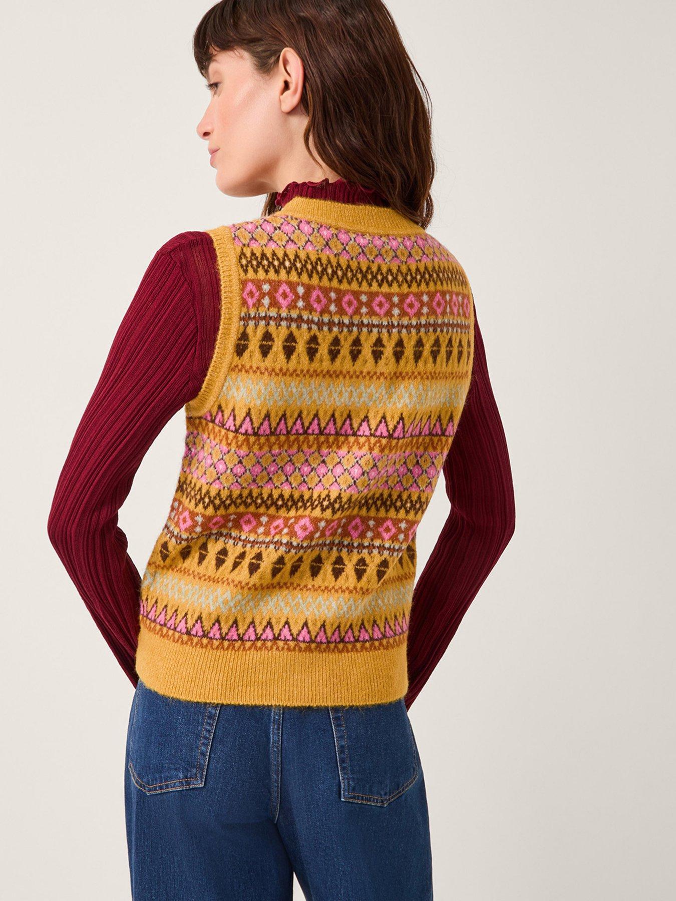 Image 2 of 4 of Monsoon Fleur Fairisle Tank - Ochre