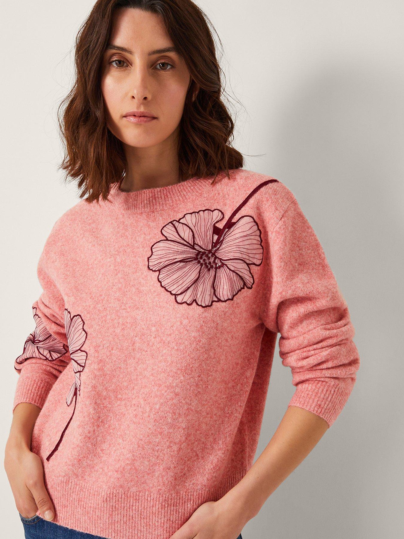  image of monsoon-abi-floral-applique-jumper-pink