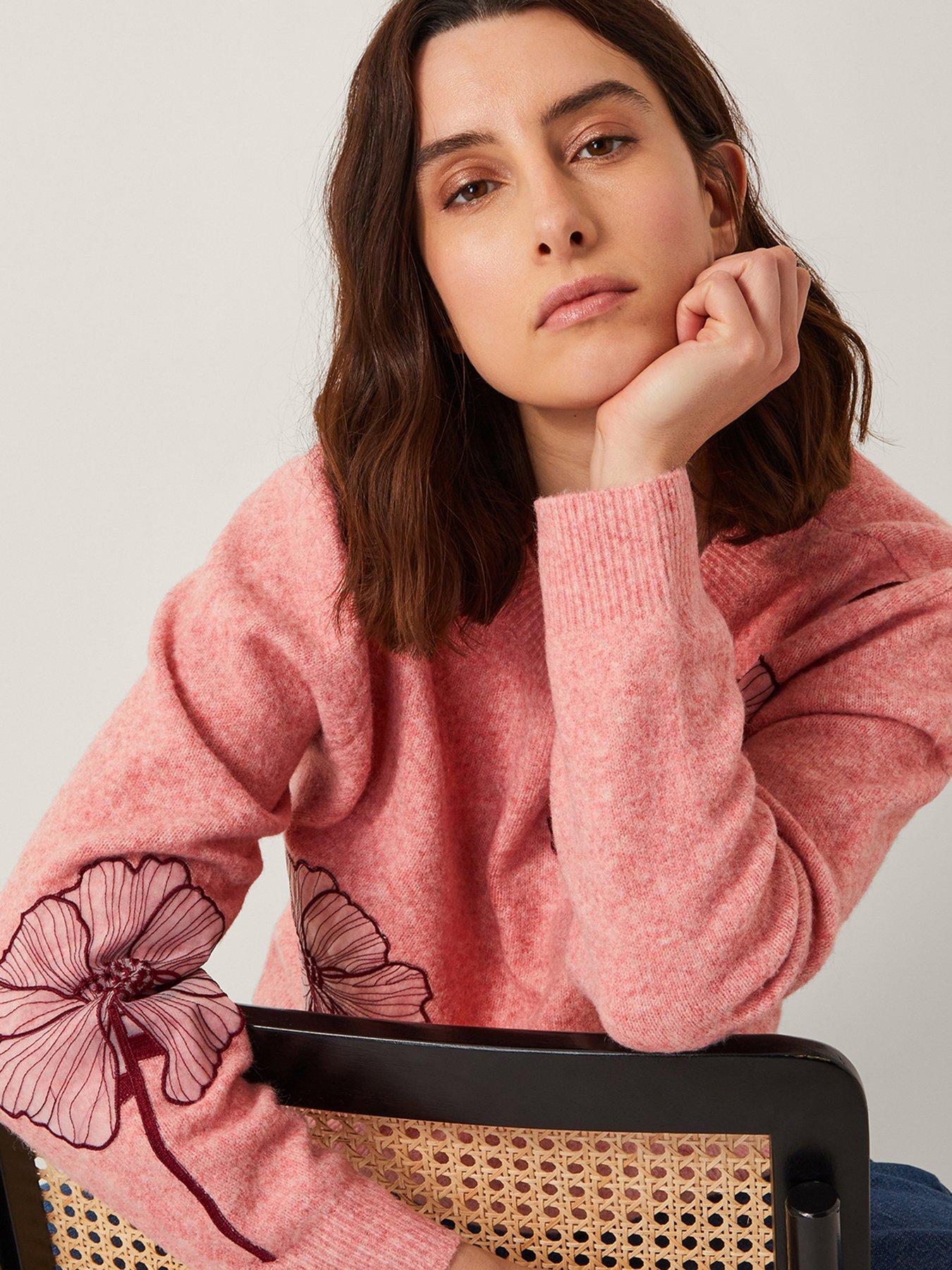 Image 5 of 5 of Monsoon Abi Floral Applique Jumper Pink - Pink