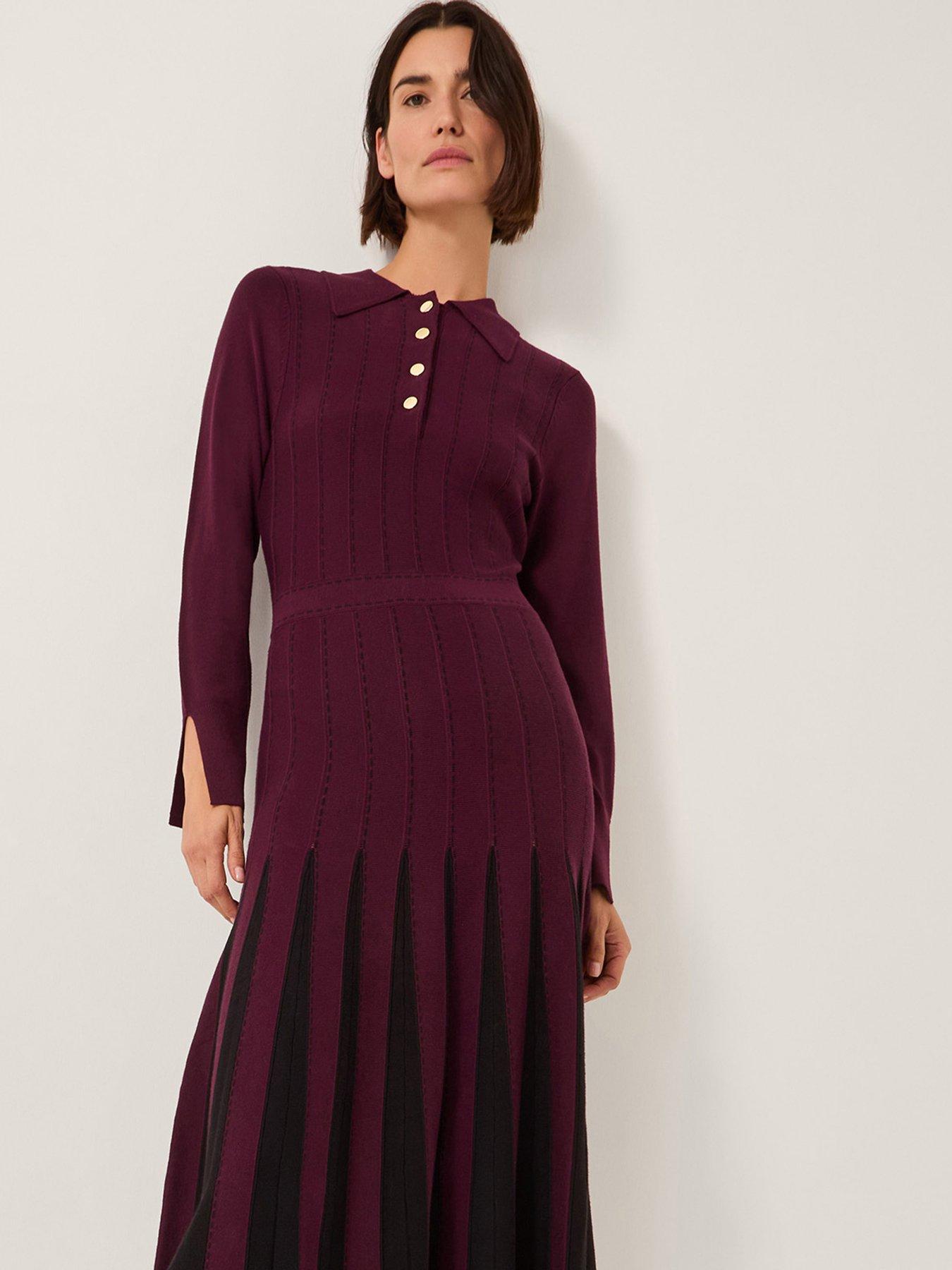 undefined Prue Pleat Dress - Berry