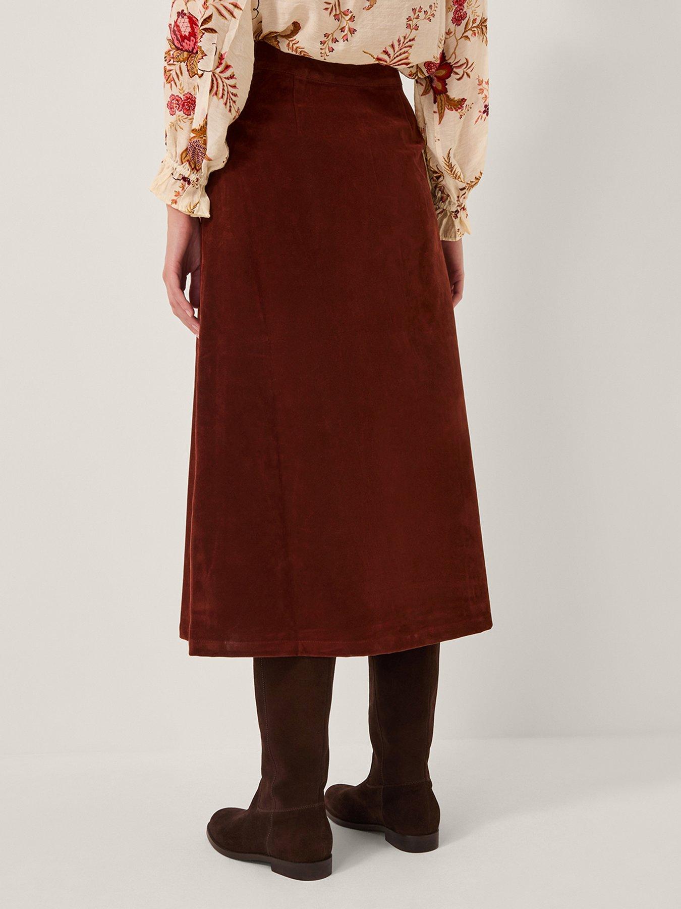  image of monsoon-lana-suedette-skirt-burgundy-red