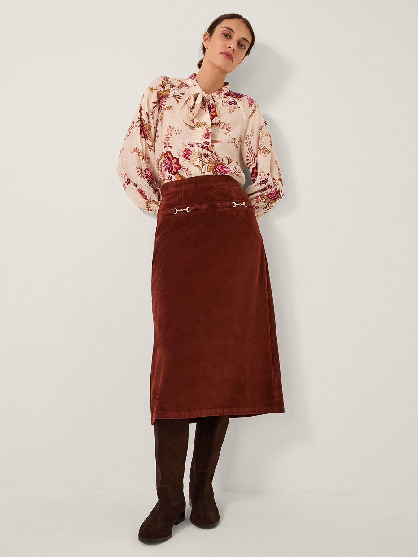Image 4 of 5 of Monsoon Lana Suedette Skirt - Burgundy