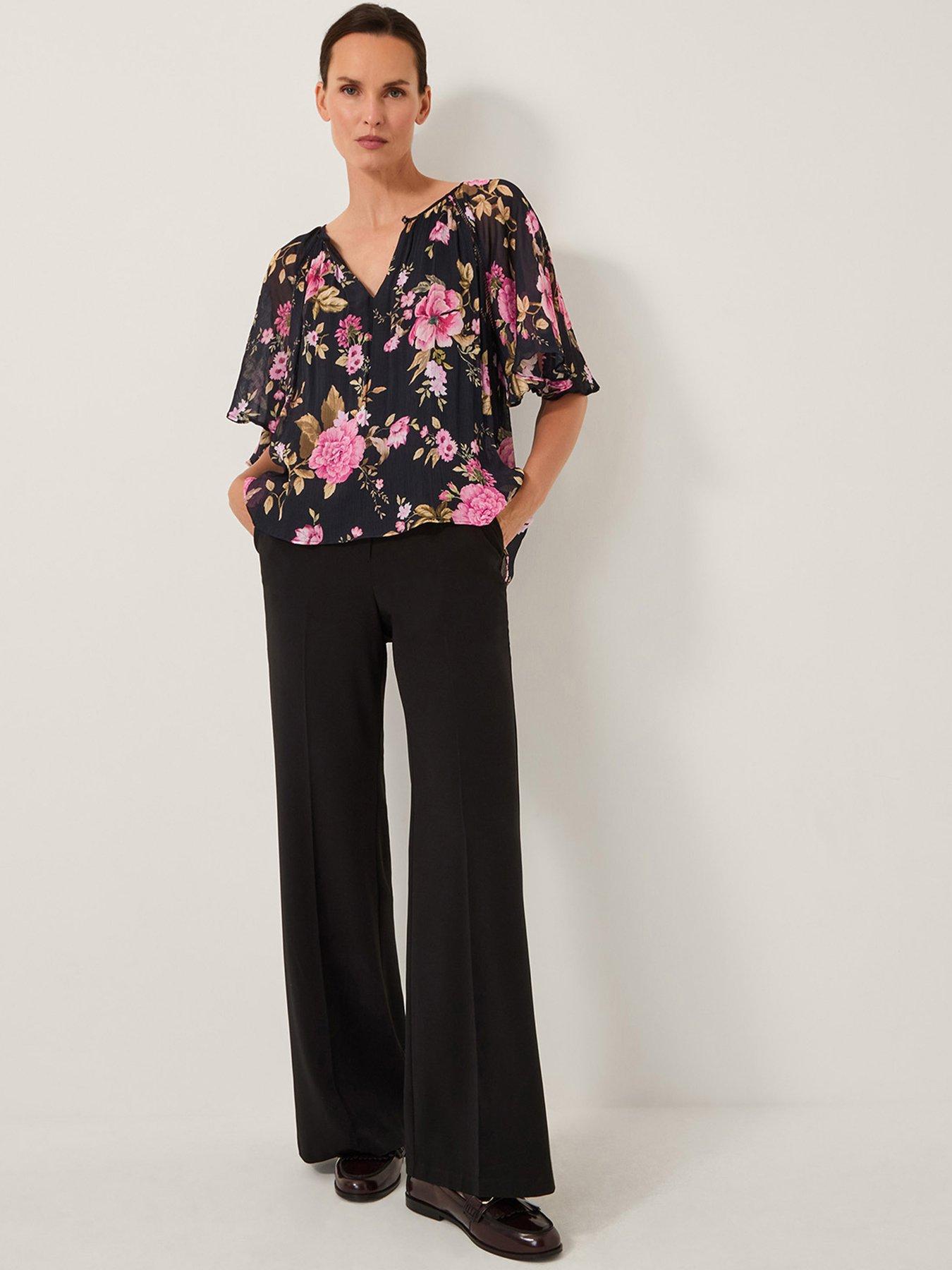 undefined Mariel Floral Print Top - Black