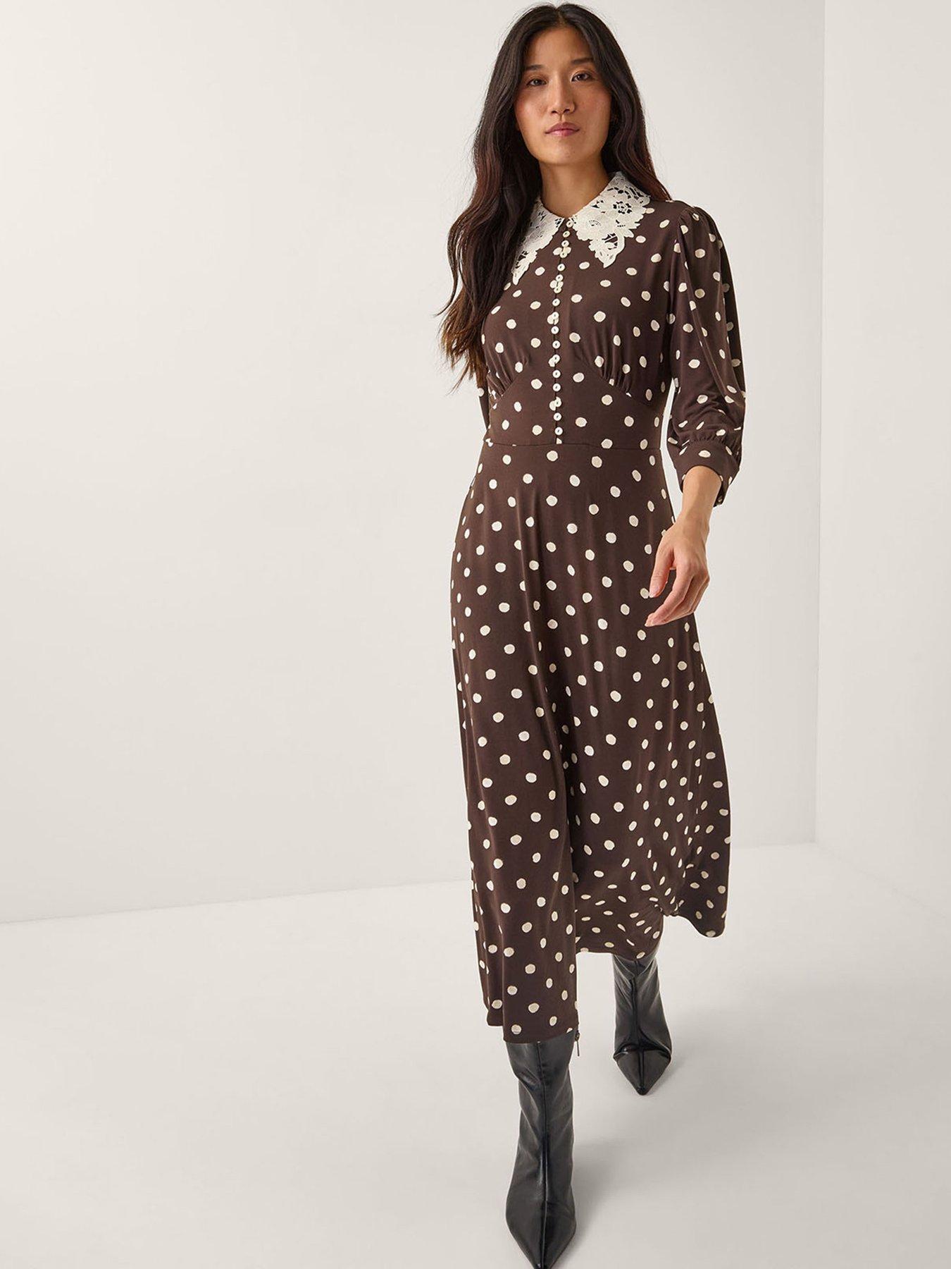 undefined Paris Spot Jersey Dress - Chocolate