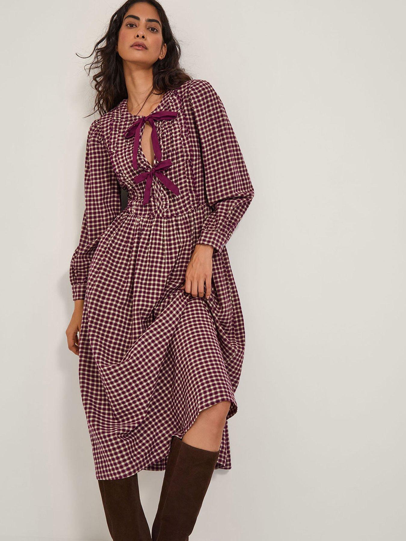 undefined Agatha Check Dress - Cherry