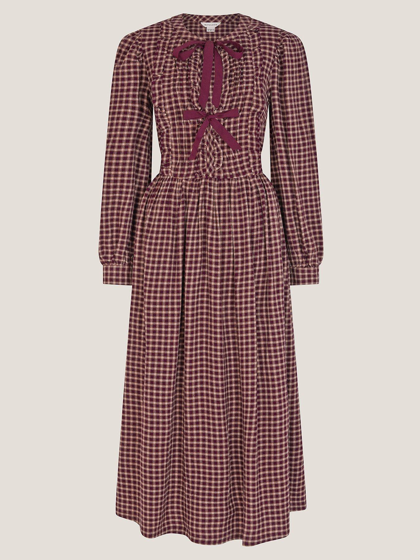Image 3 of 6 of Monsoon Agatha Check Dress - Cherry