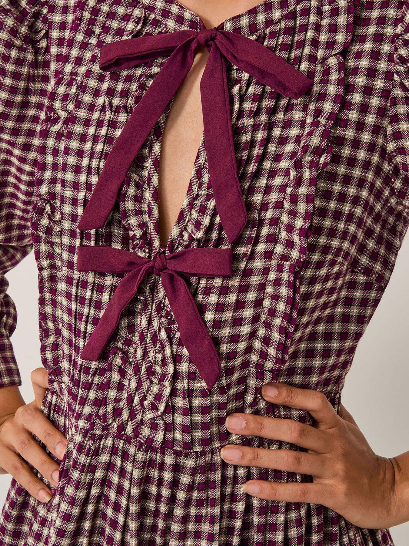 Image 5 of 6 of Monsoon Agatha Check Dress - Cherry