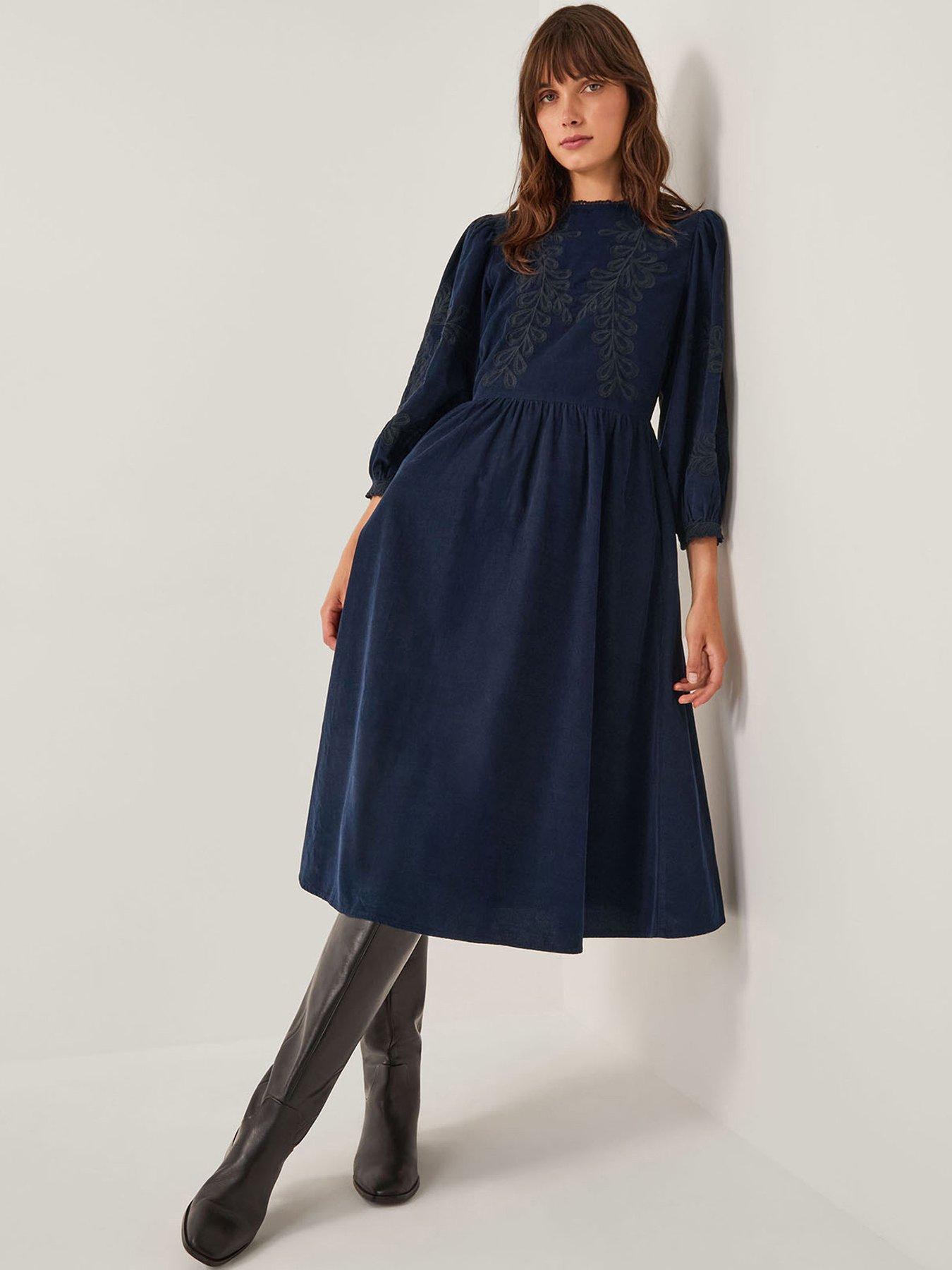 undefined Leona Cord Dress - Navy