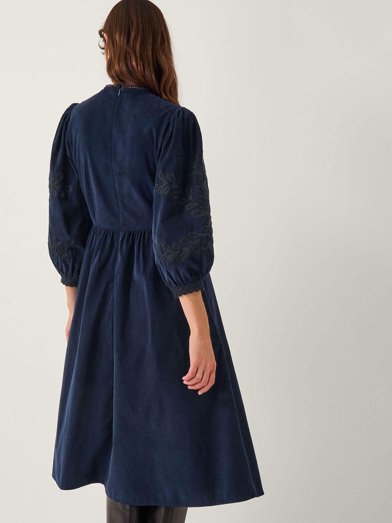 Image 2 of 4 of Monsoon Leona Cord Dress - Navy