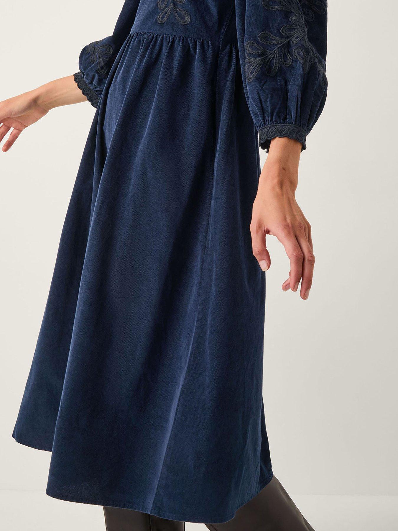 Image 3 of 4 of Monsoon Leona Cord Dress - Navy