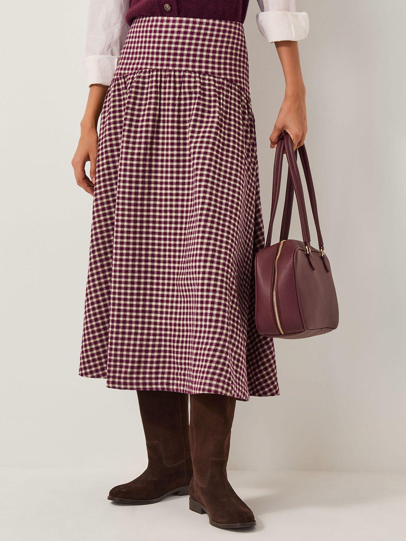 Monsoon Agatha Check Skirt - Red