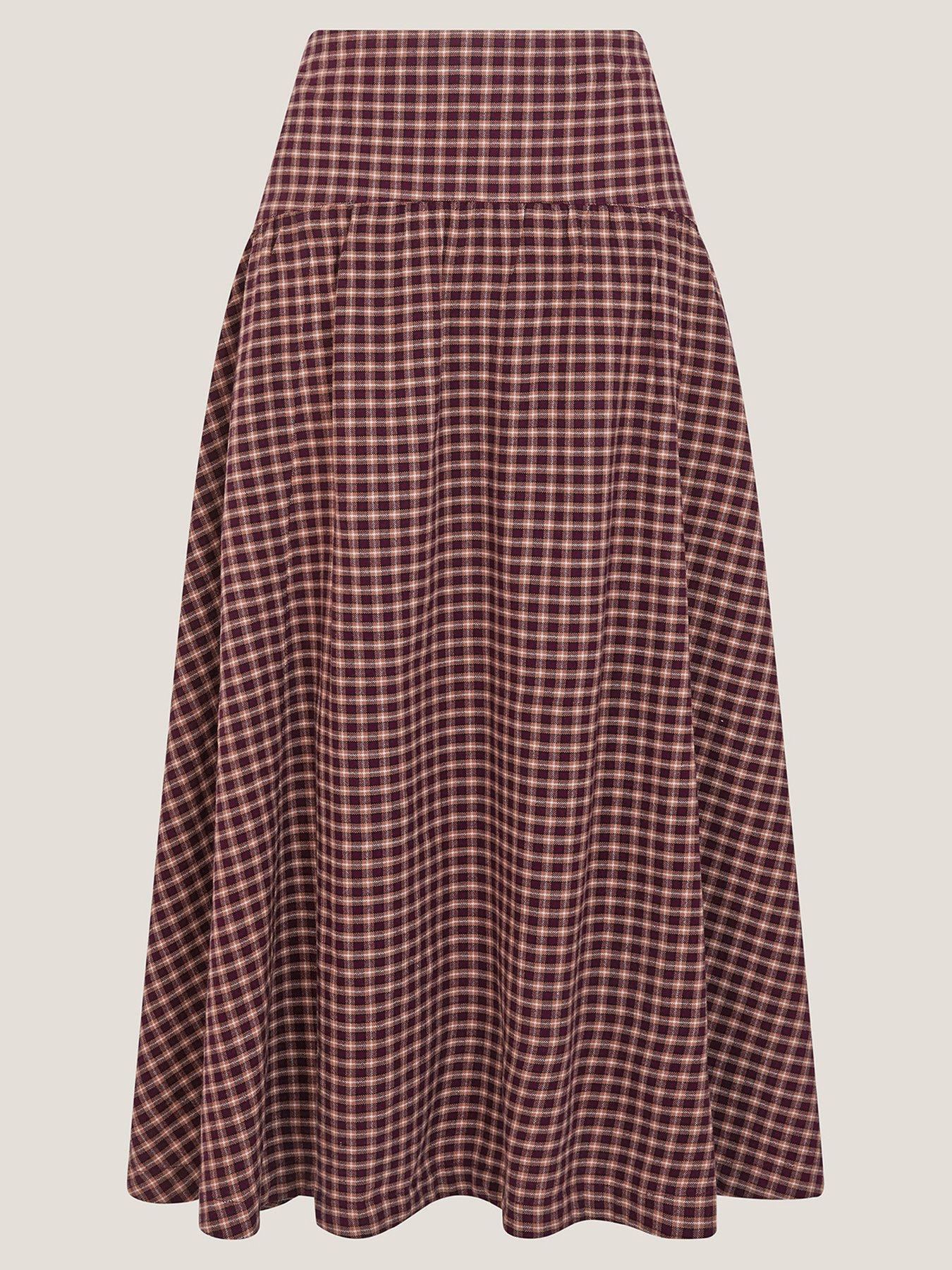  image of monsoon-agatha-check-skirt-red