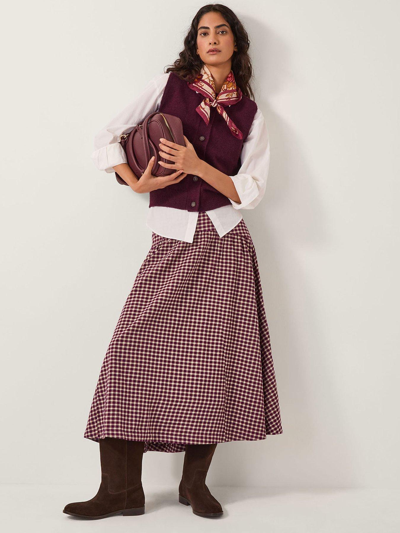  image of monsoon-agatha-check-skirt-red