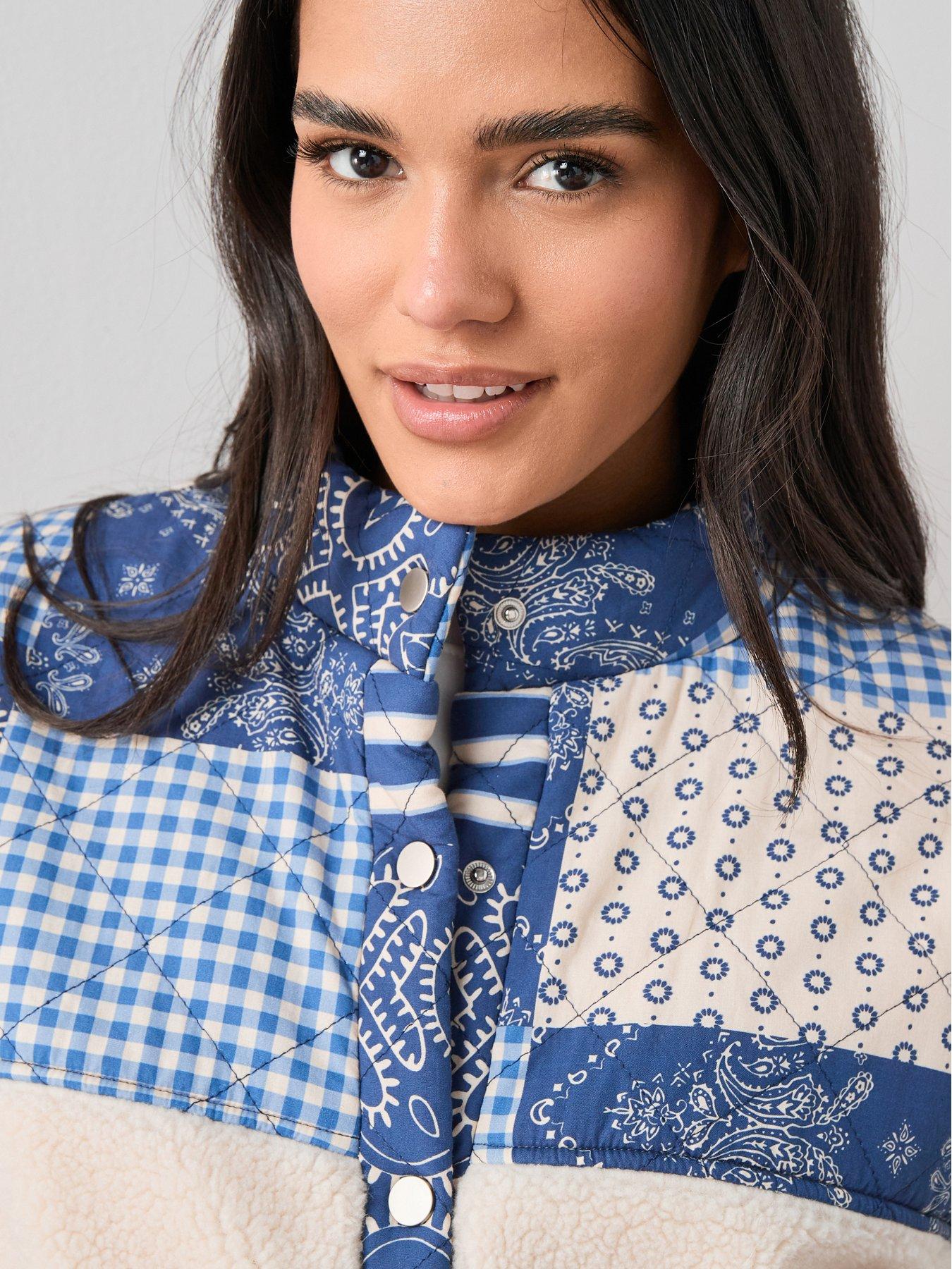  image of the-very-collection-quilted-patchwork-borg-bomber-jacket