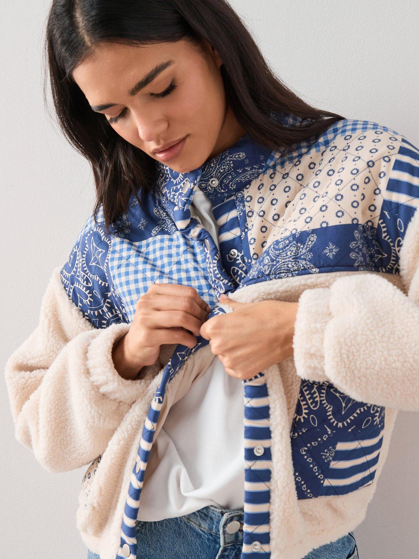  image of the-very-collection-quilted-patchwork-borg-bomber-jacket