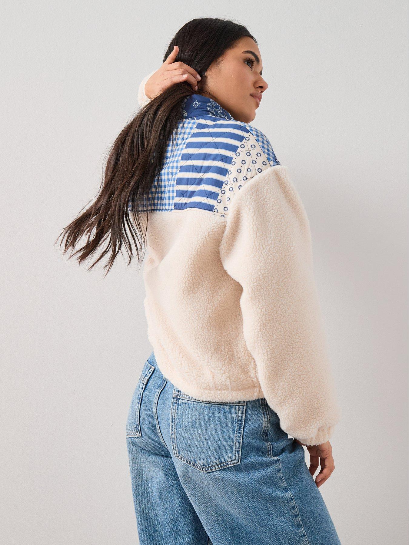  image of the-very-collection-quilted-patchwork-borg-bomber-jacket