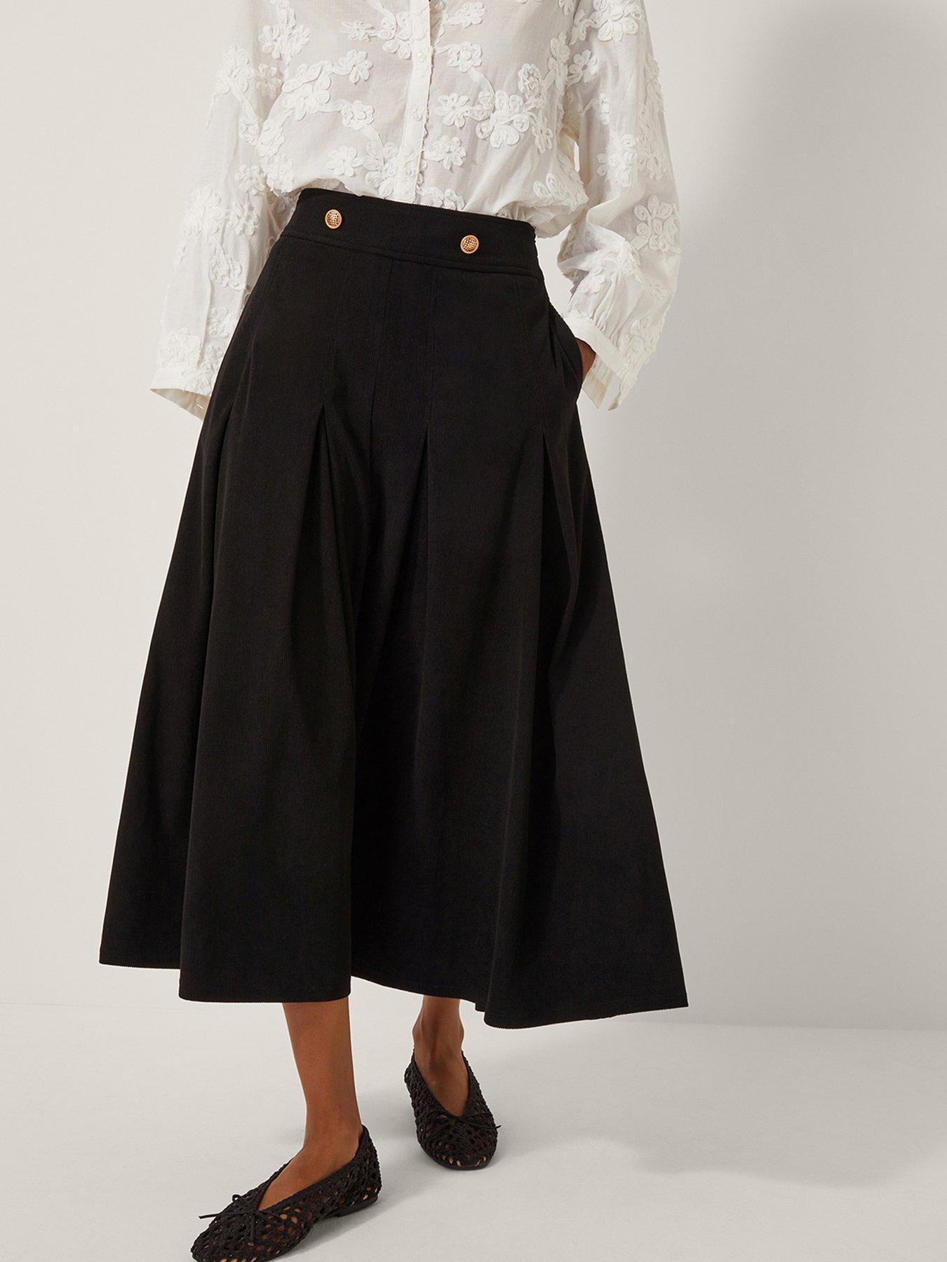 Image 1 of 6 of Monsoon Shan Stretch Cord Skirt - Black