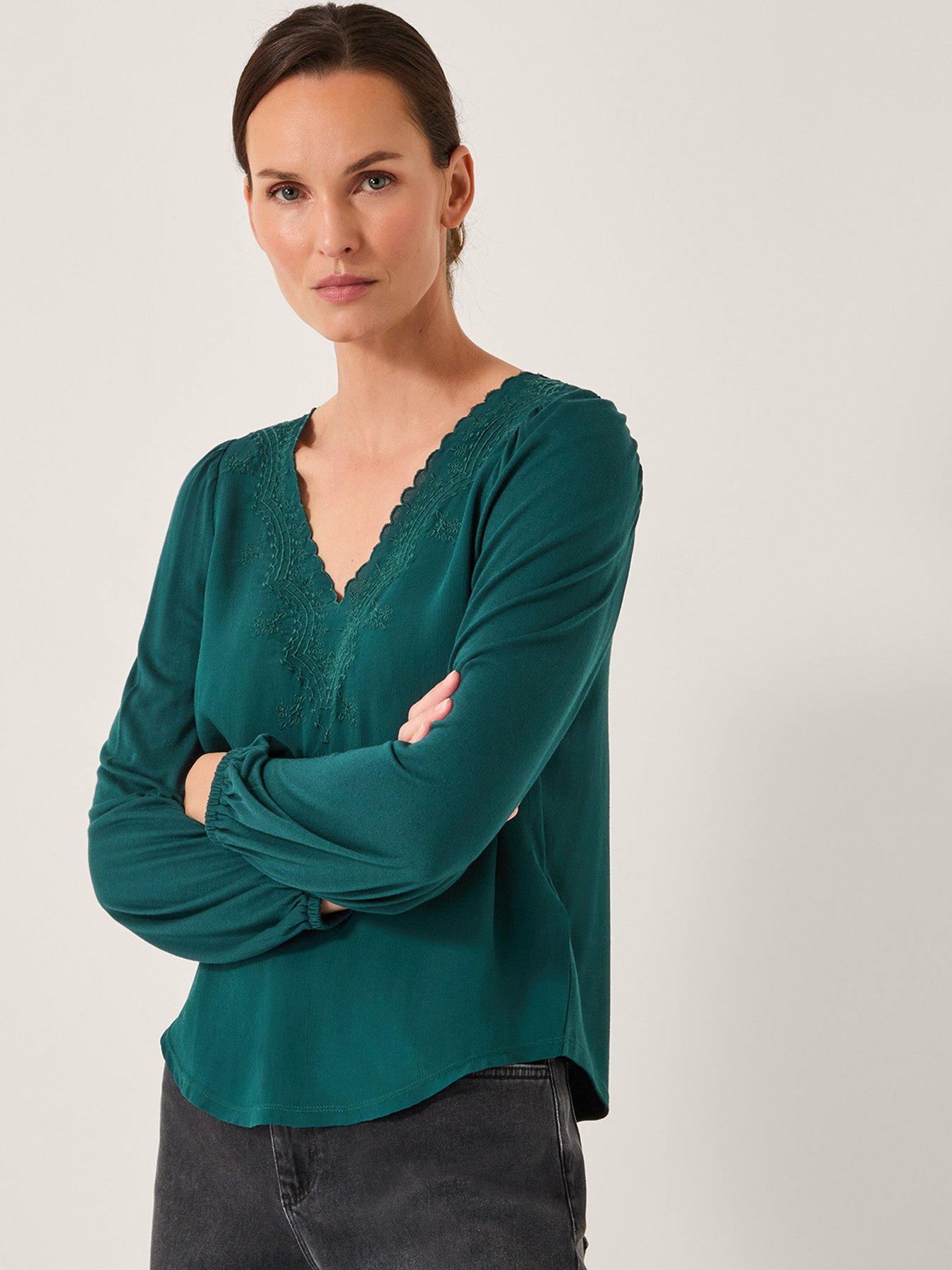undefined Fey Fabric Mix Top - Green