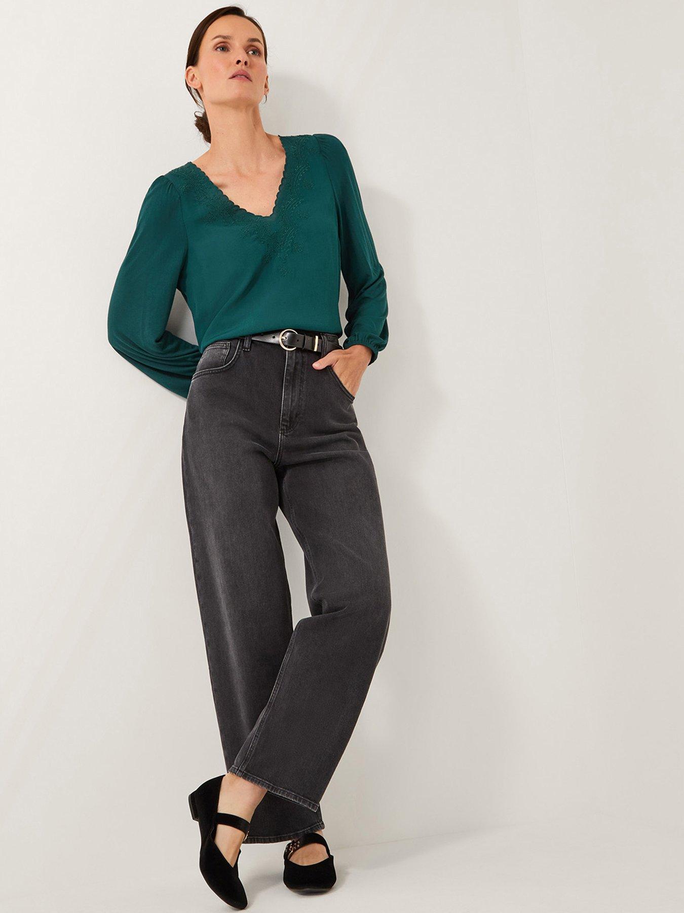 Image 4 of 5 of Monsoon Fey Fabric Mix Top - Green