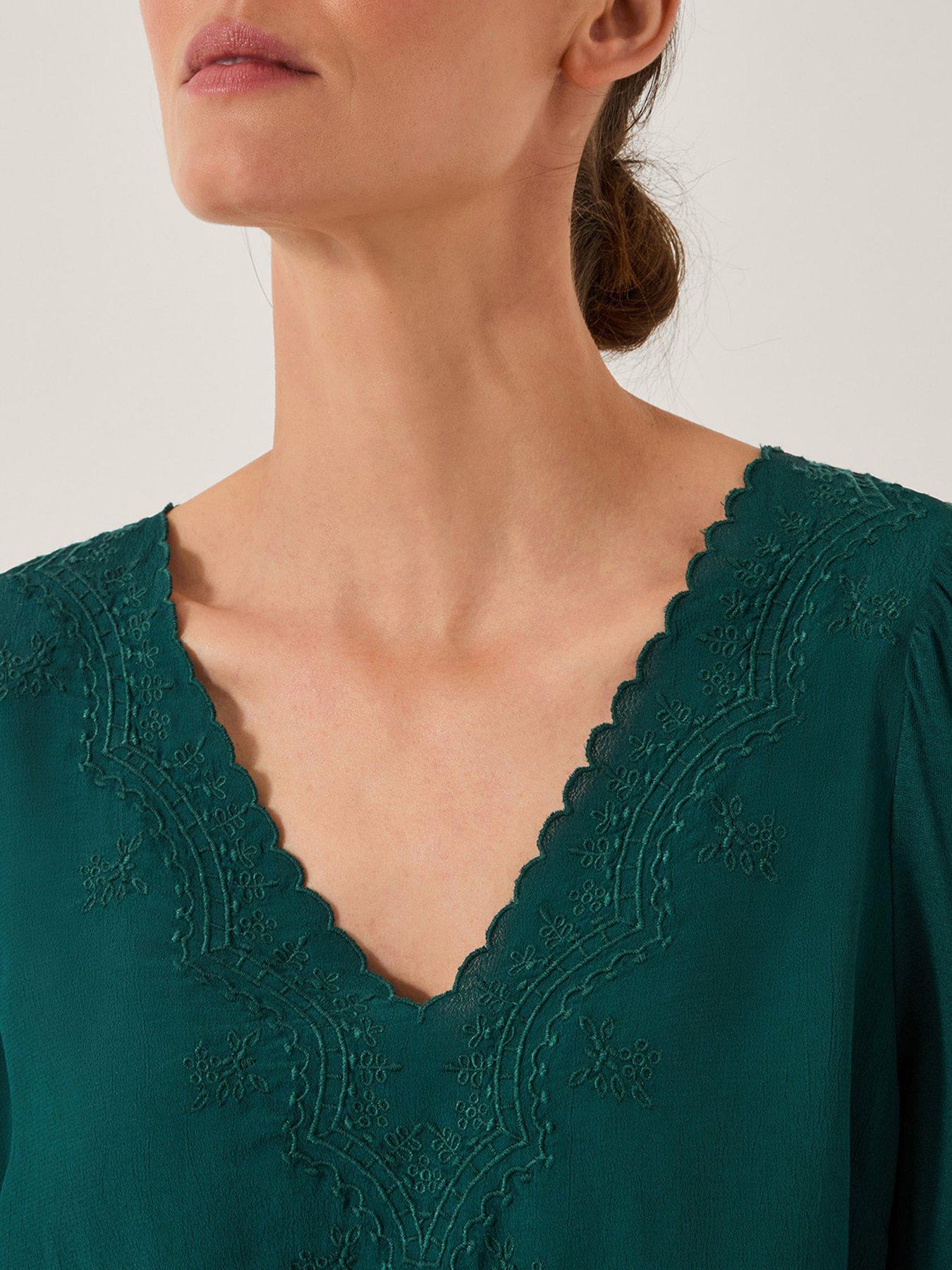 Image 5 of 5 of Monsoon Fey Fabric Mix Top - Green