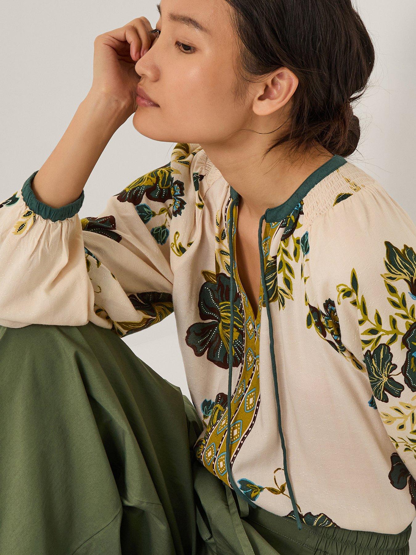Image 1 of 4 of Monsoon Zenya Print Top - Green