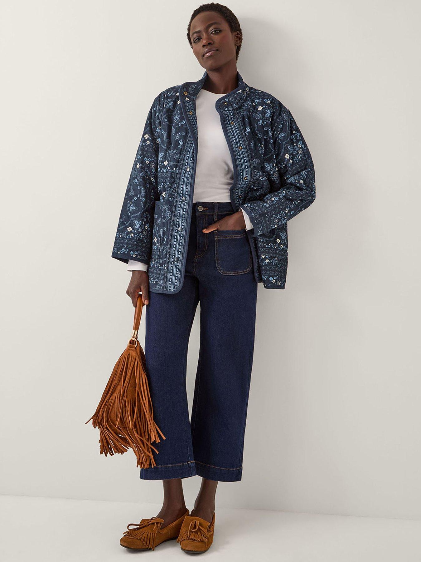 Image 3 of 4 of Monsoon Mandy Print Cord Jacket - Navy