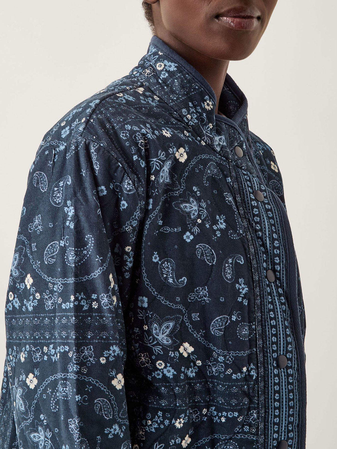 Image 4 of 4 of Monsoon Mandy Print Cord Jacket - Navy