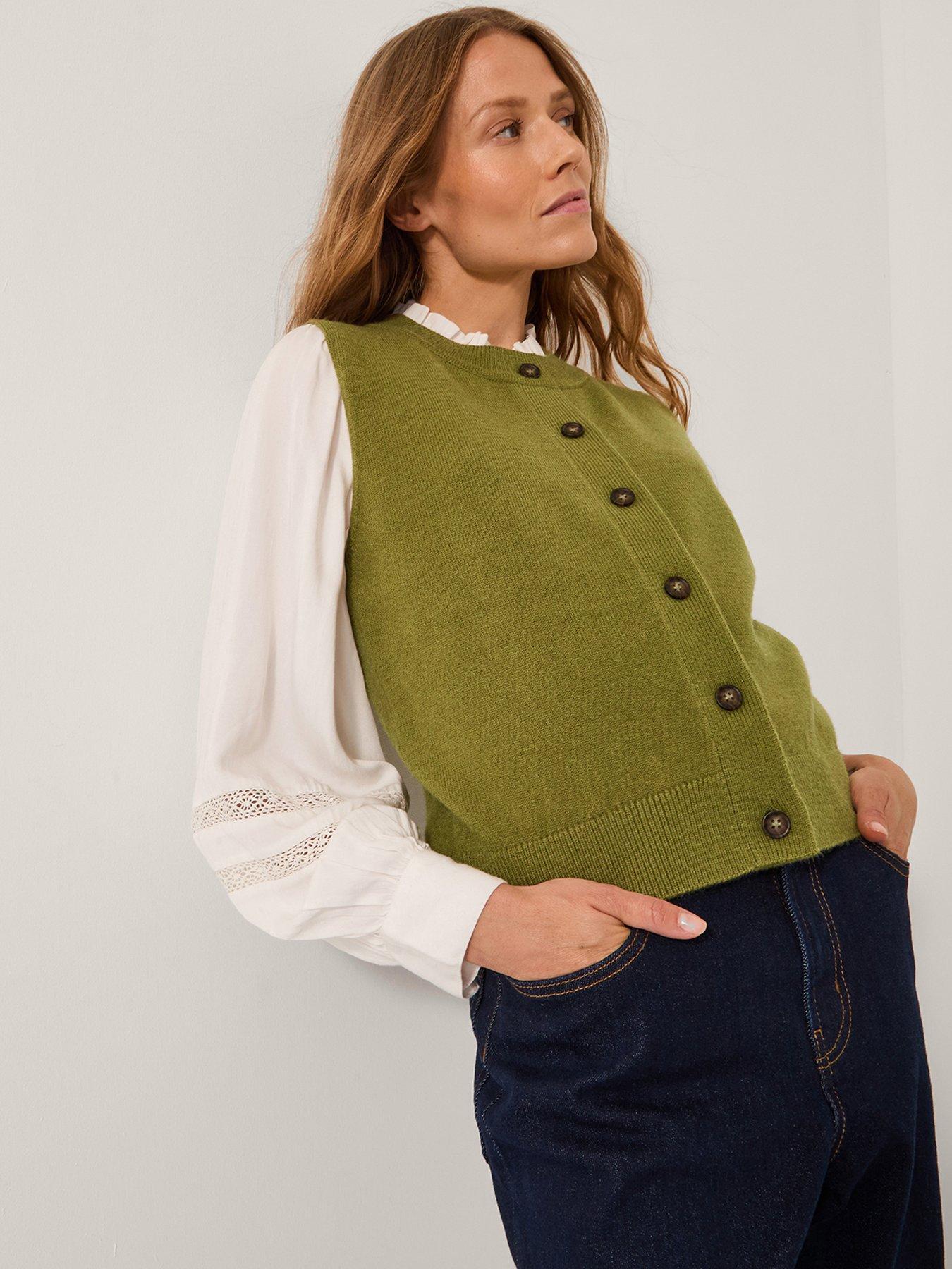 Image 1 of 4 of Monsoon Brooke Button Tank - Green