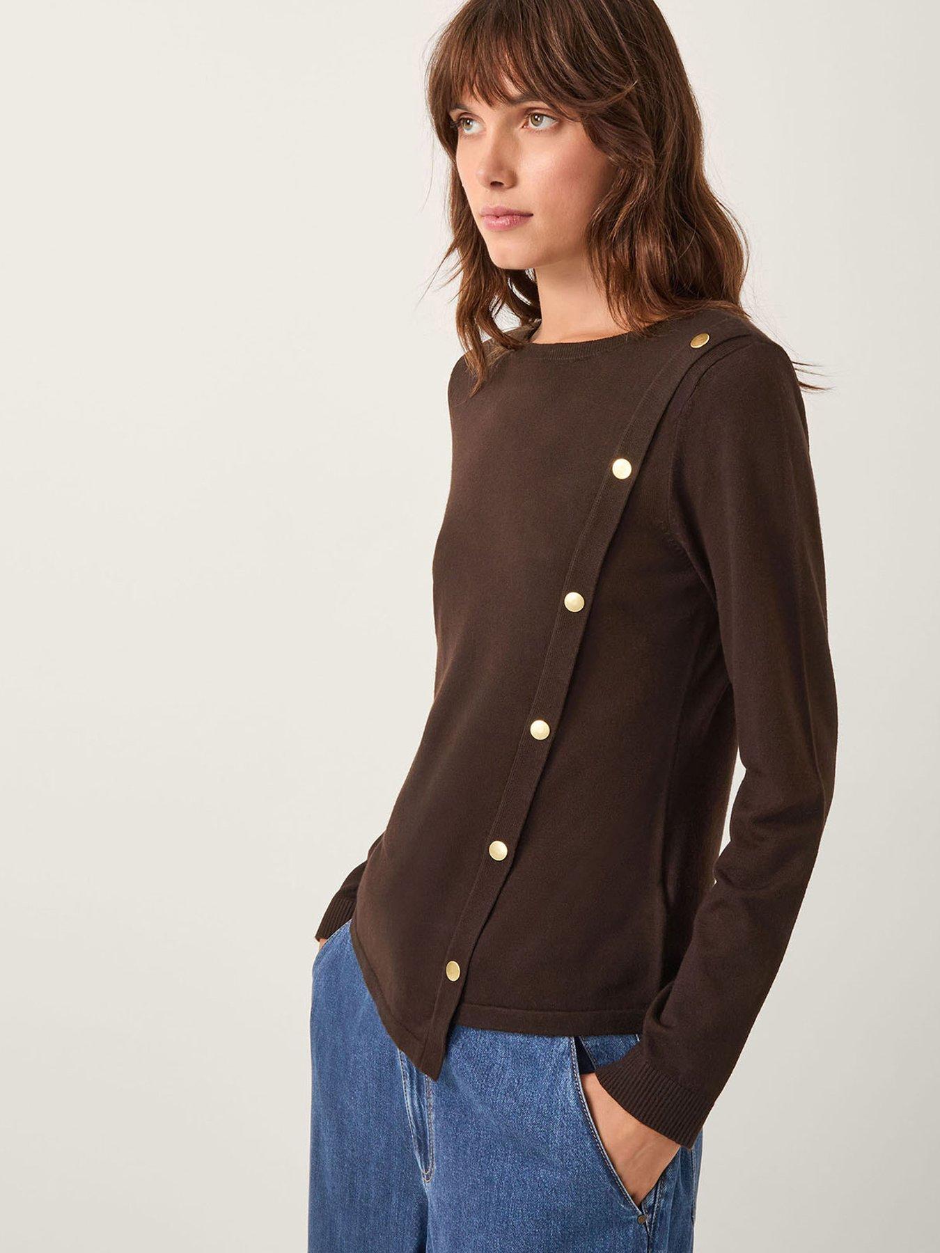 Image 1 of 4 of Monsoon Bonnie Button Jumper - Chocolate