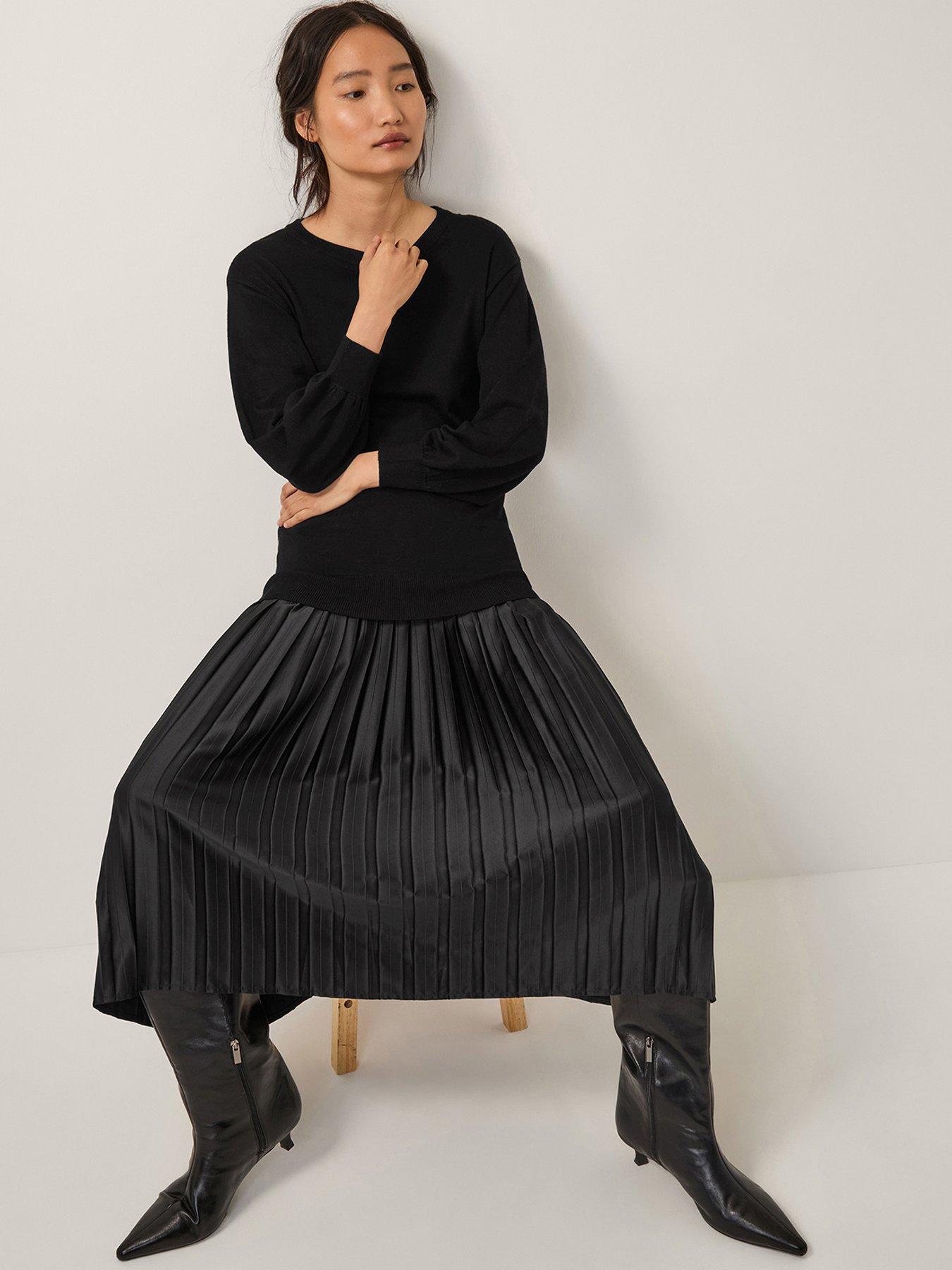 Monsoon Fia Fabric Mix Dress - Black