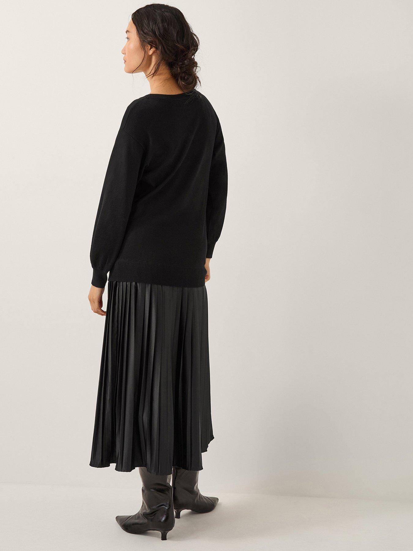 Image 2 of 4 of Monsoon Fia Fabric Mix Dress - Black