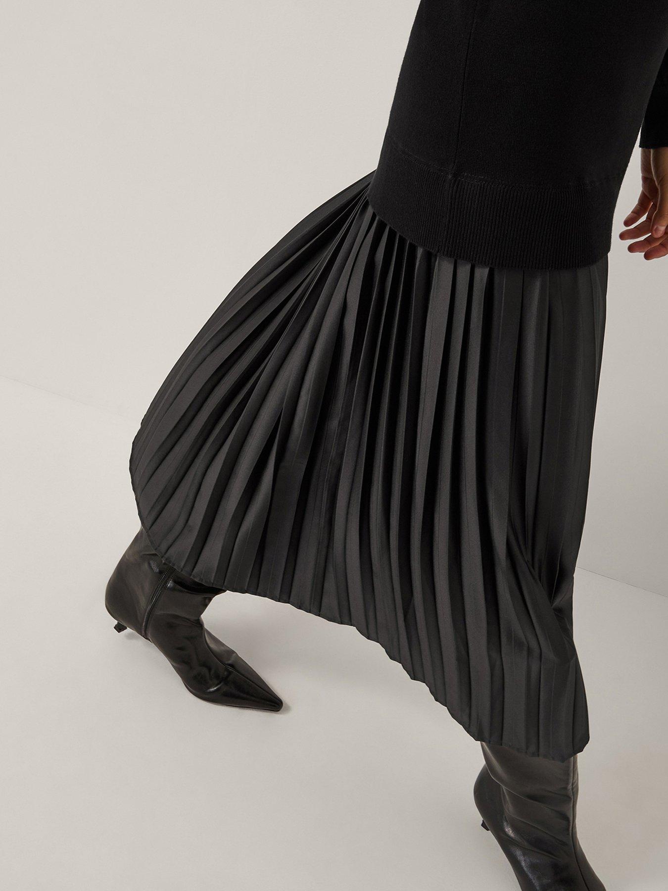 Image 4 of 4 of Monsoon Fia Fabric Mix Dress - Black