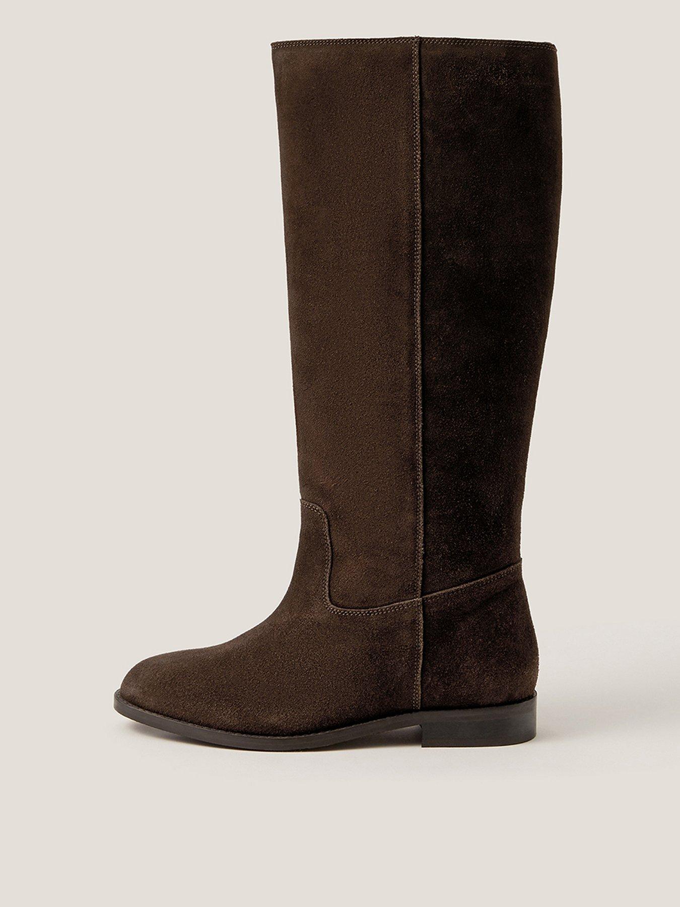  image of monsoon-jean-suede-knee-high-boot-chocolate-brown
