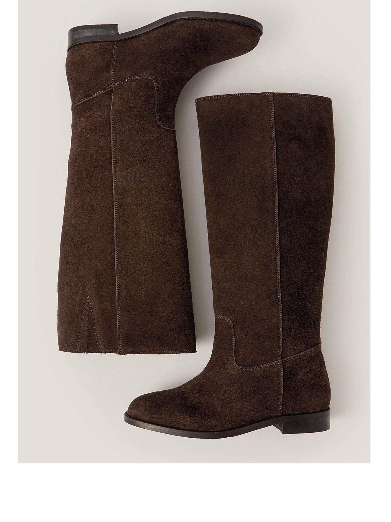  image of monsoon-jean-suede-knee-high-boot-chocolate-brown