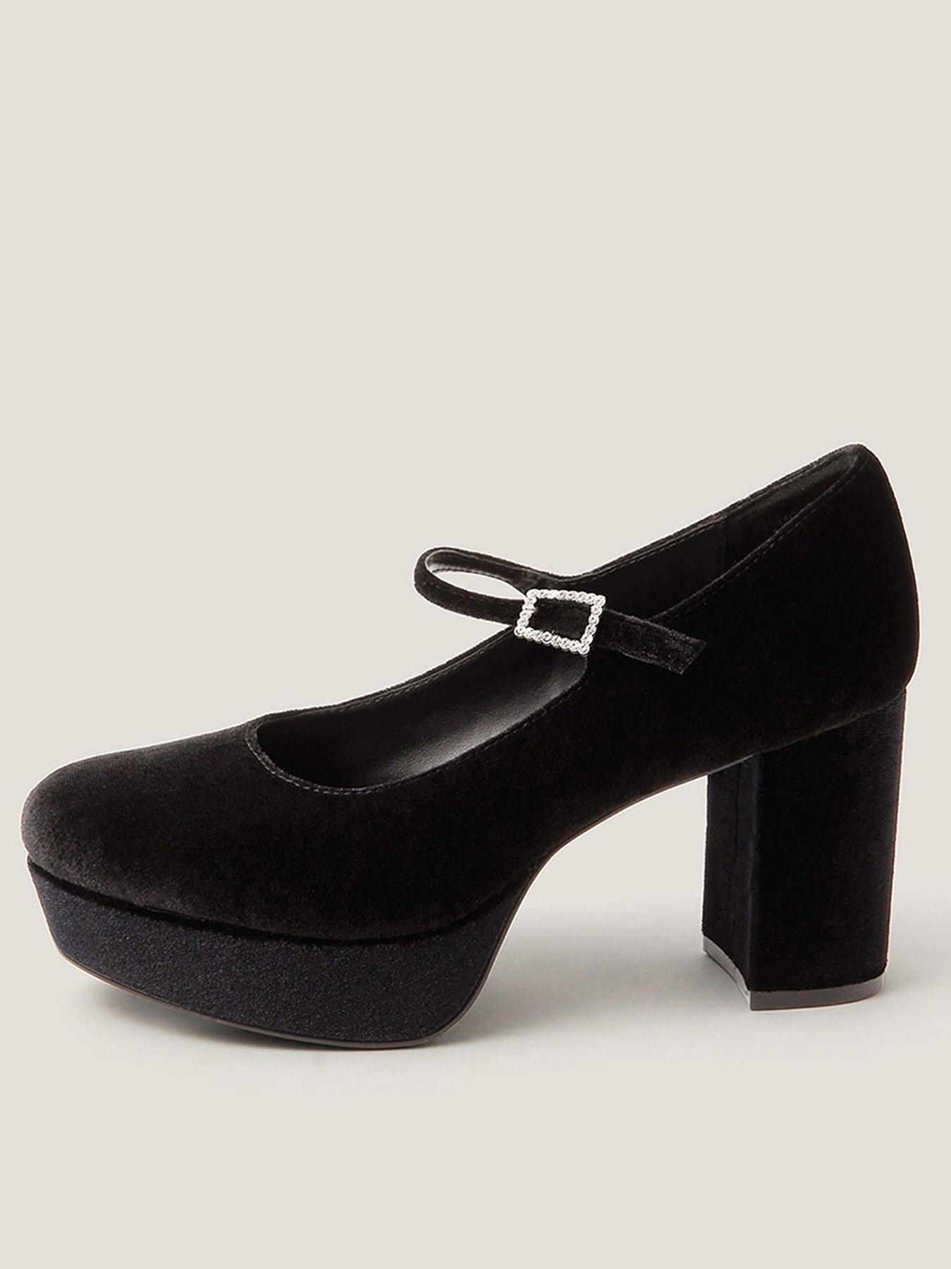 Image 1 of 3 of Monsoon Polly Velvet Maryjanes - Black