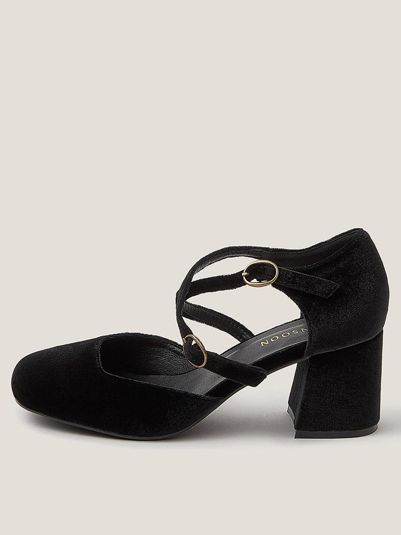 undefined Gia Velvet Maryjanes - Black