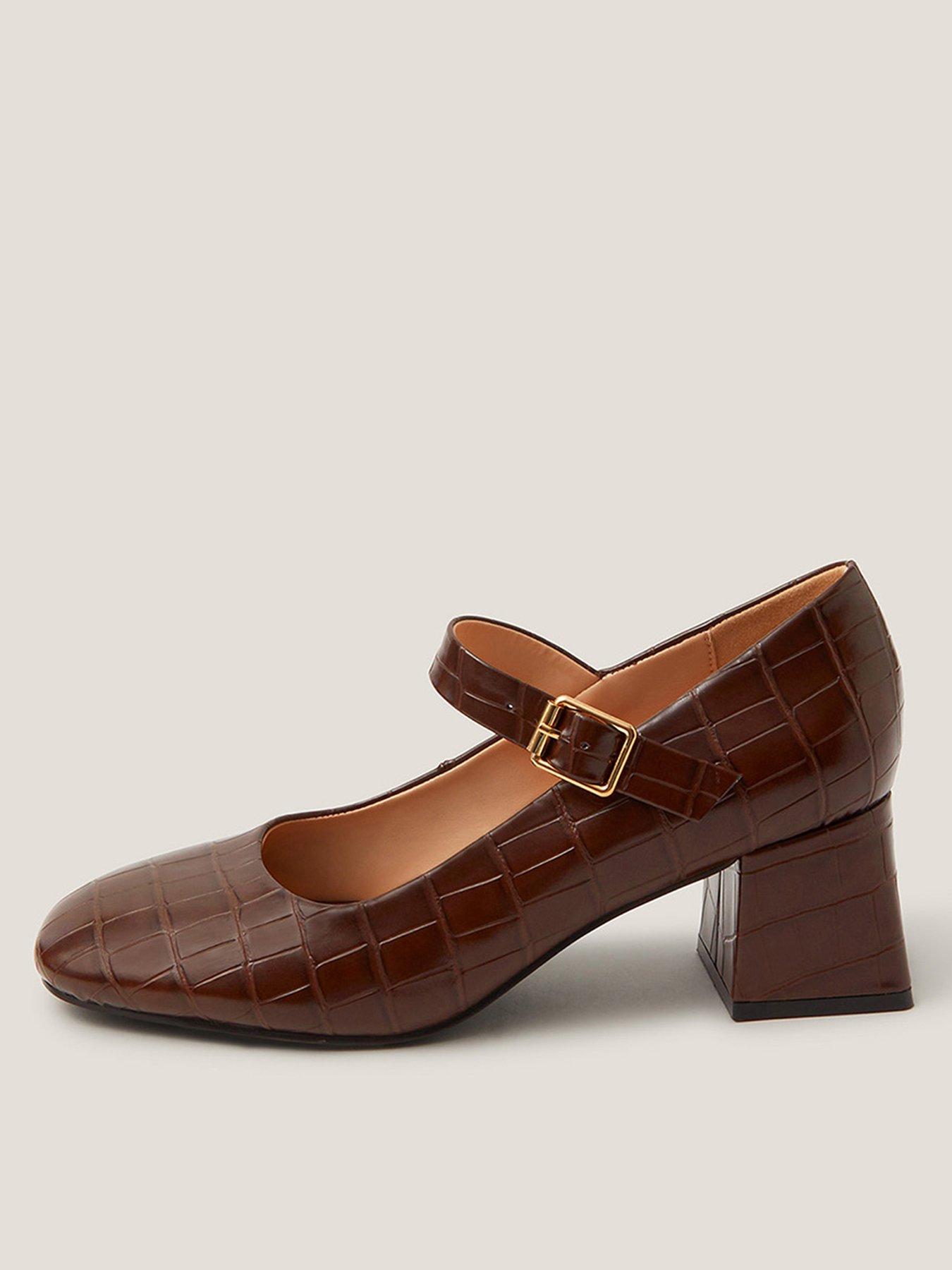 Monsoon Jill Moc Croc Maryjanes - Brown