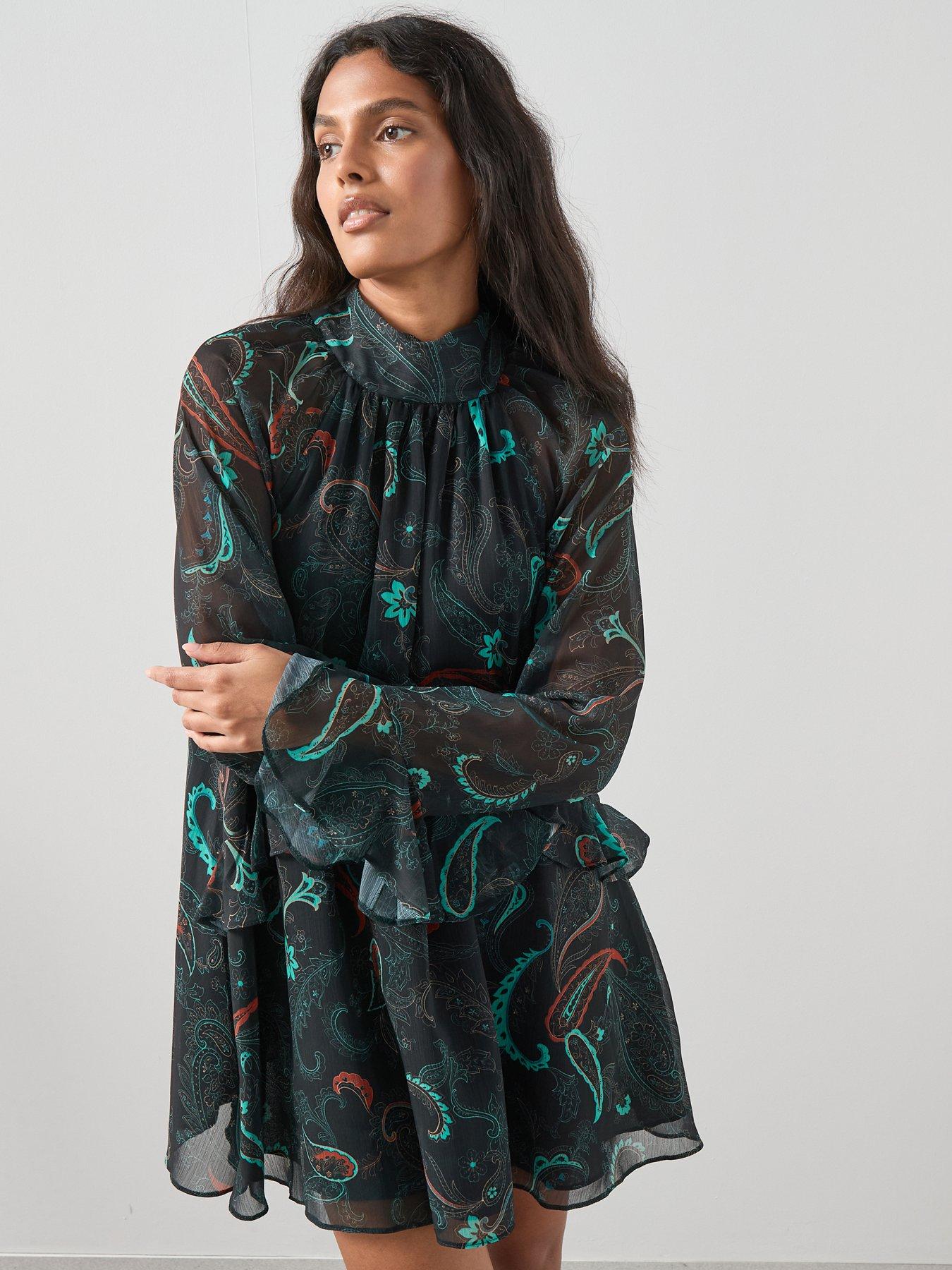 undefined Printed Chiffon Mini Dress - Print