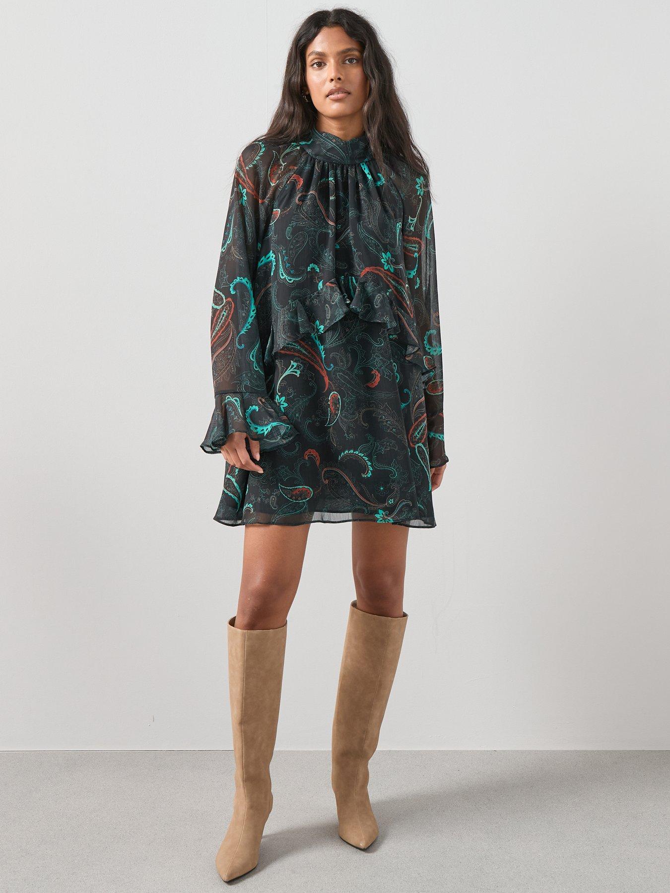 Image 3 of 6 of The Very Collection Printed Chiffon Mini Dress - Print