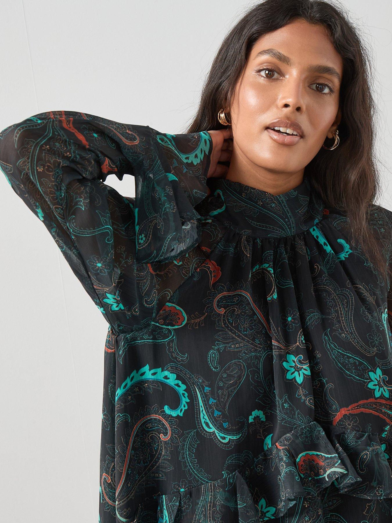 Image 4 of 6 of The Very Collection Printed Chiffon Mini Dress - Print