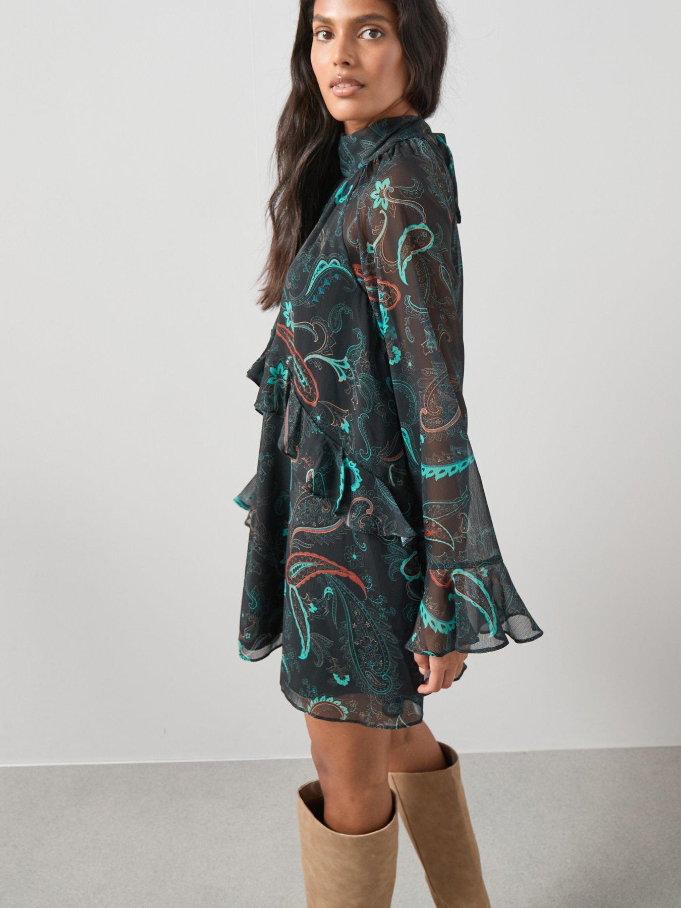 Image 6 of 6 of The Very Collection Printed Chiffon Mini Dress - Print