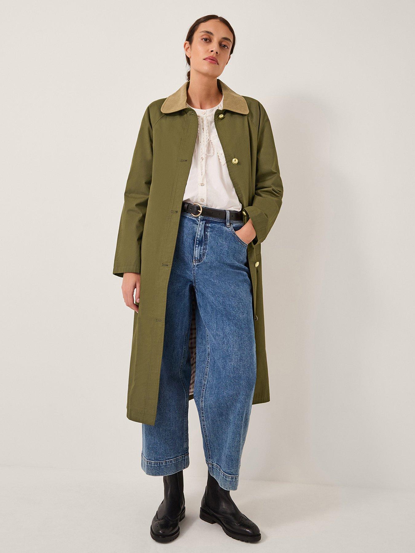 Image 1 of 5 of Monsoon Lucy Trench Coat - Khaki Green