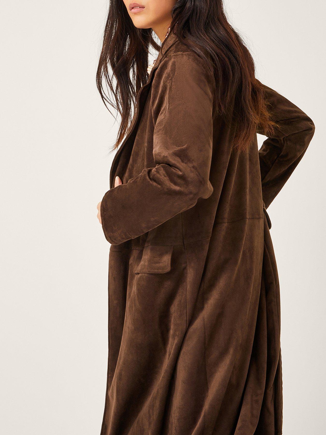 Image 4 of 5 of Monsoon Tove Suedette Trench - Brown