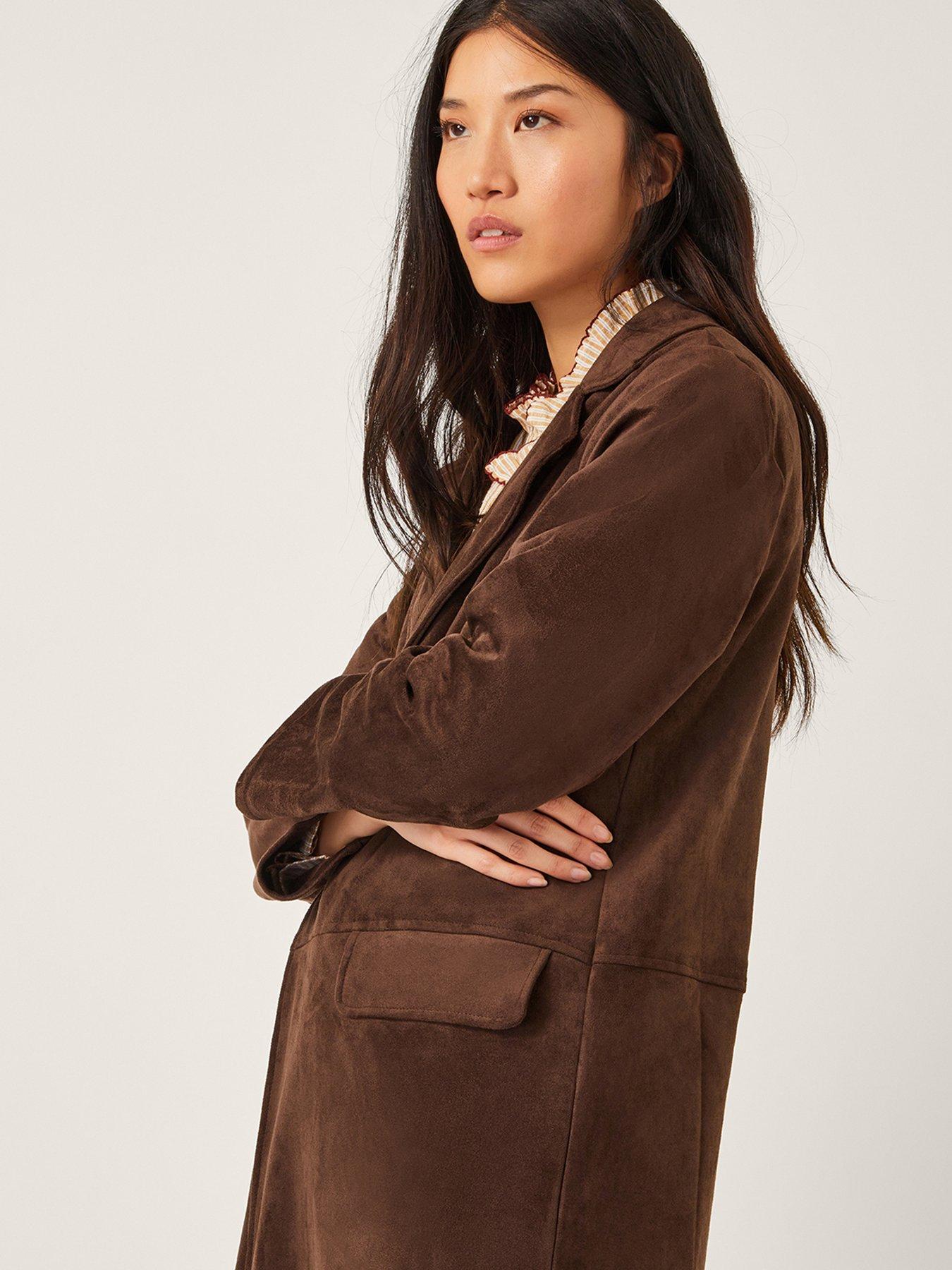 Image 5 of 5 of Monsoon Tove Suedette Trench - Brown
