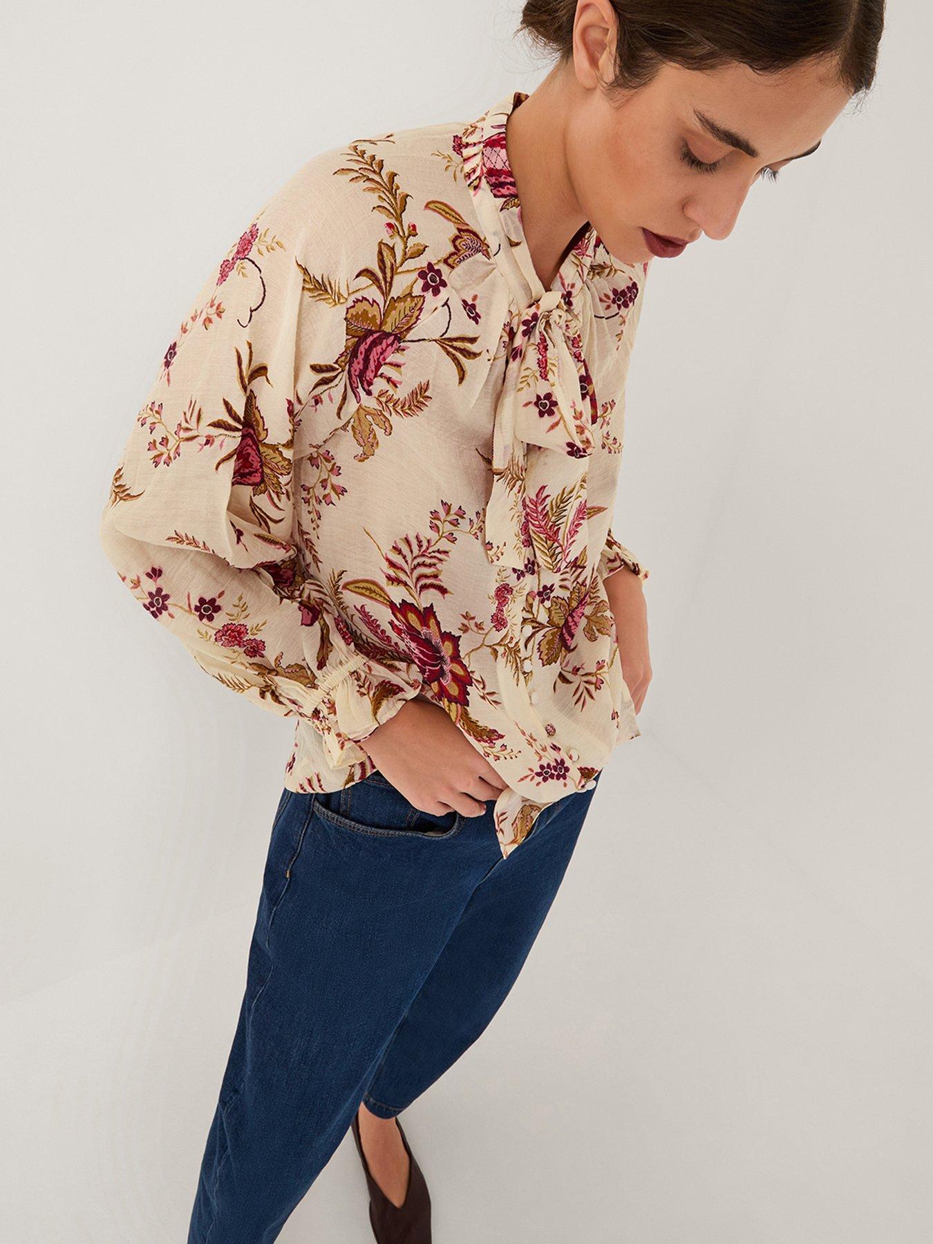 Image 4 of 5 of Monsoon Yasmina Print Top - Ivory
